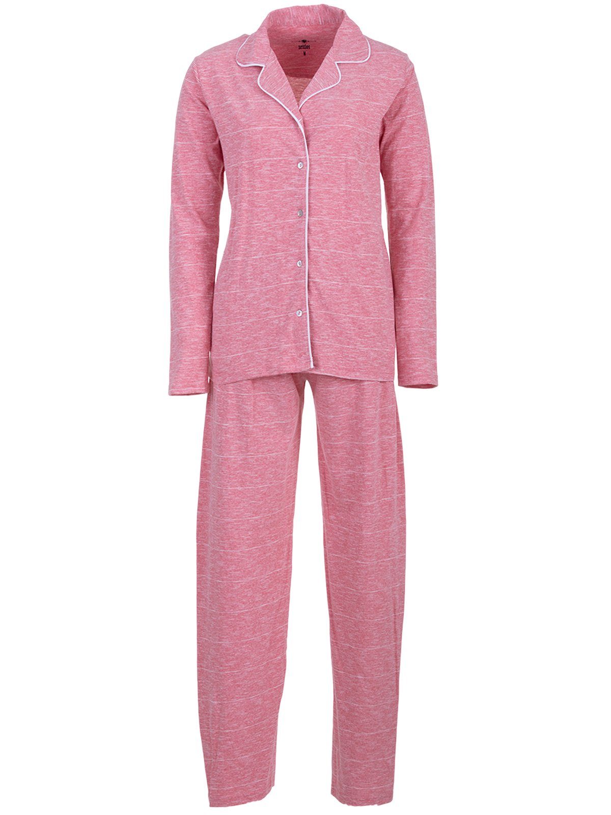 zeitlos Schlafanzug Pyjama Set Langarm Streifen Melange rosa 