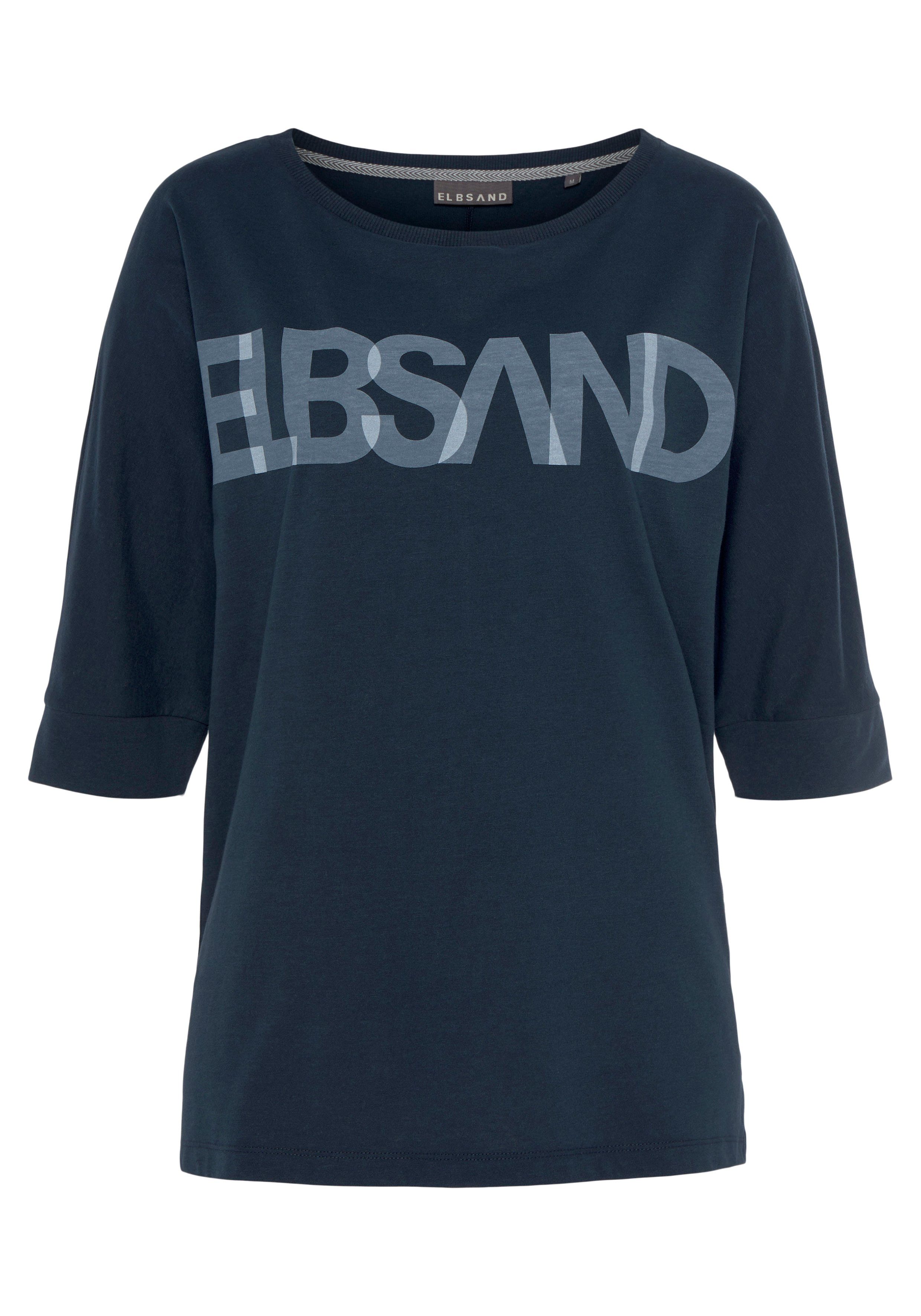 Elbsand 3/4-Arm-Shirt mit Logodruck, Baumwoll-Mix, coldwater lockere Passform