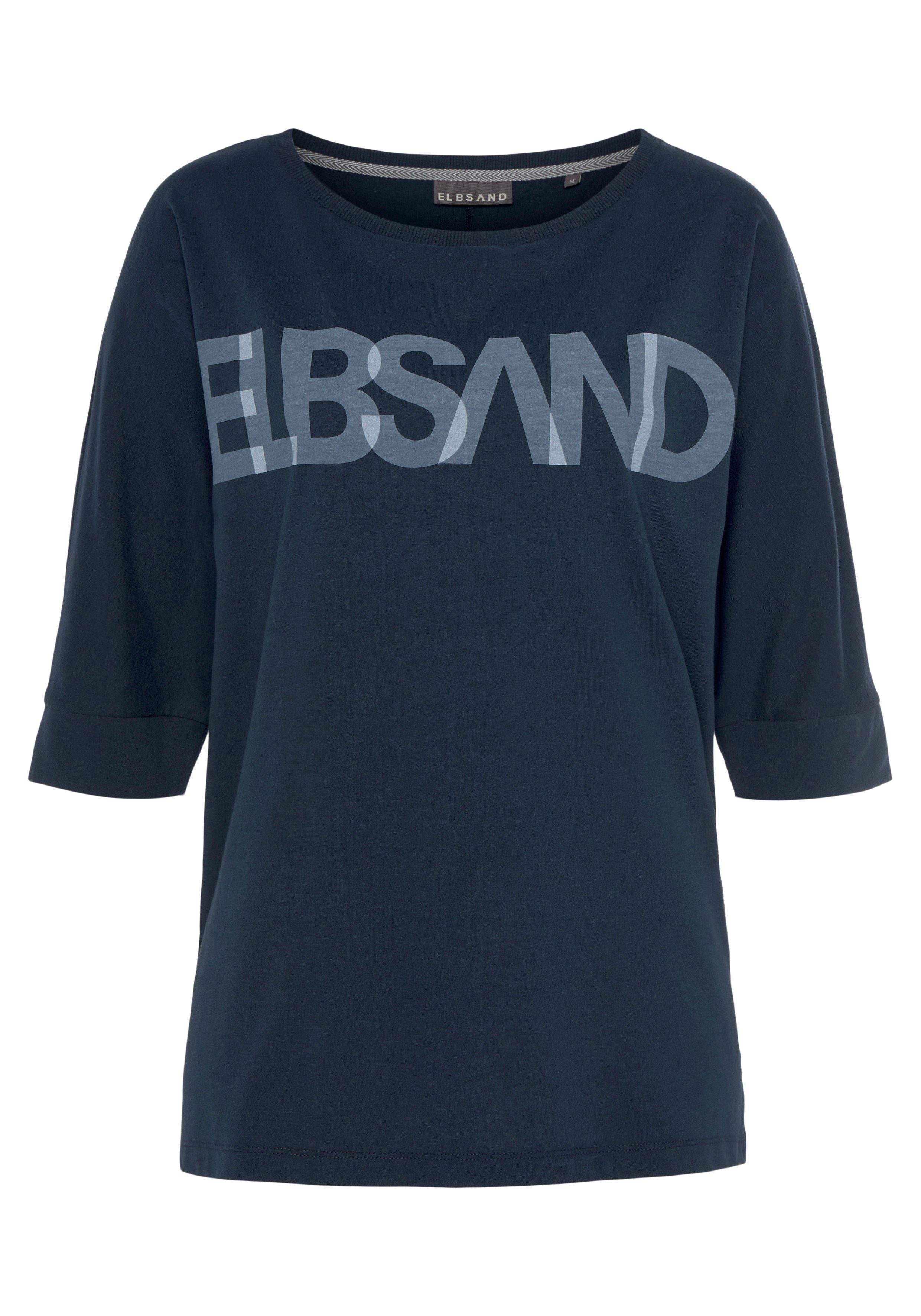 Elbsand 3/4-Arm-Shirt mit Logodruck, lockere Passform Baumwoll-Mix, coldwater