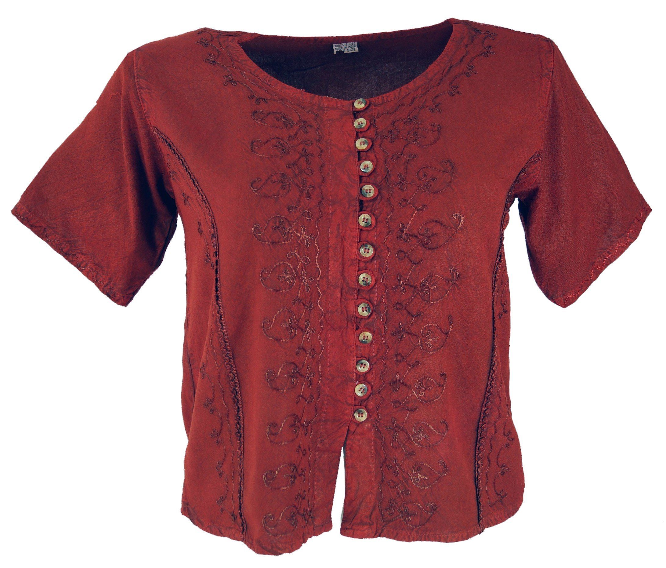 Guru-Shop Longbluse Kurzes Blusentop Boho chic, indische Hippie.. alternative Bekleidung