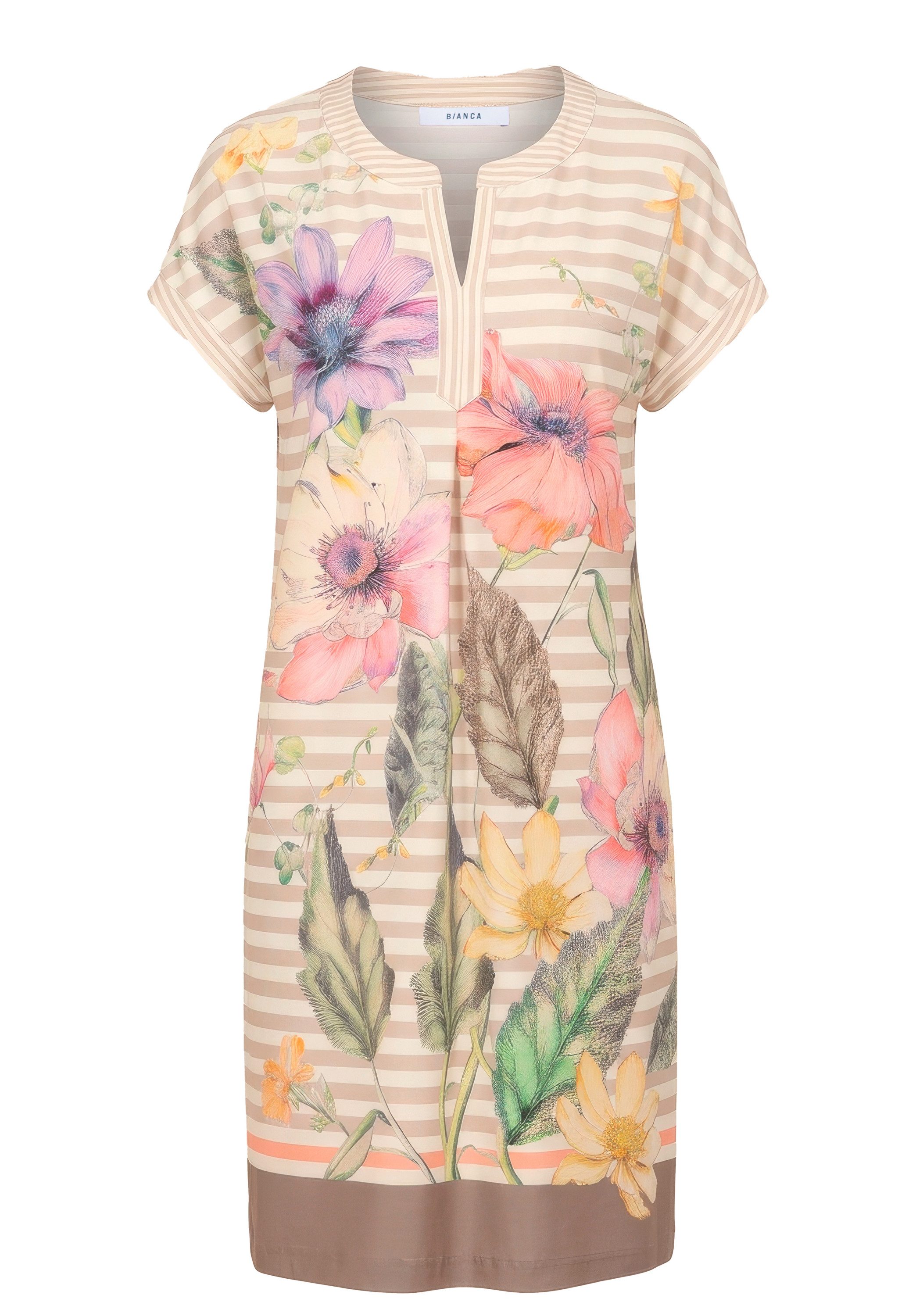 bianca Druckkleid MANU Streifenmuster mit floralem Print