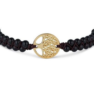 BENAVA Armband Yoga Armband - Onyx Edelstein Perlen mit Lebensbaum Anhänger, Handgemacht