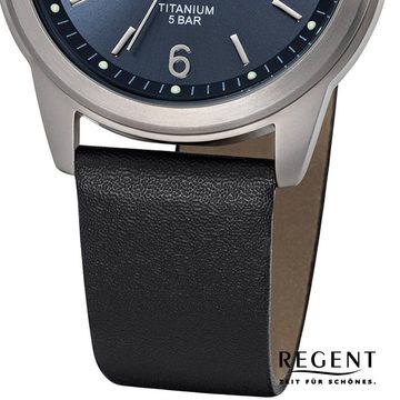 Regent Quarzuhr Regent Herren Uhr F-682 Leder Quarzwerk, (Analoguhr), Herren Armbanduhr rund, mittel (ca. 36mm), Lederarmband