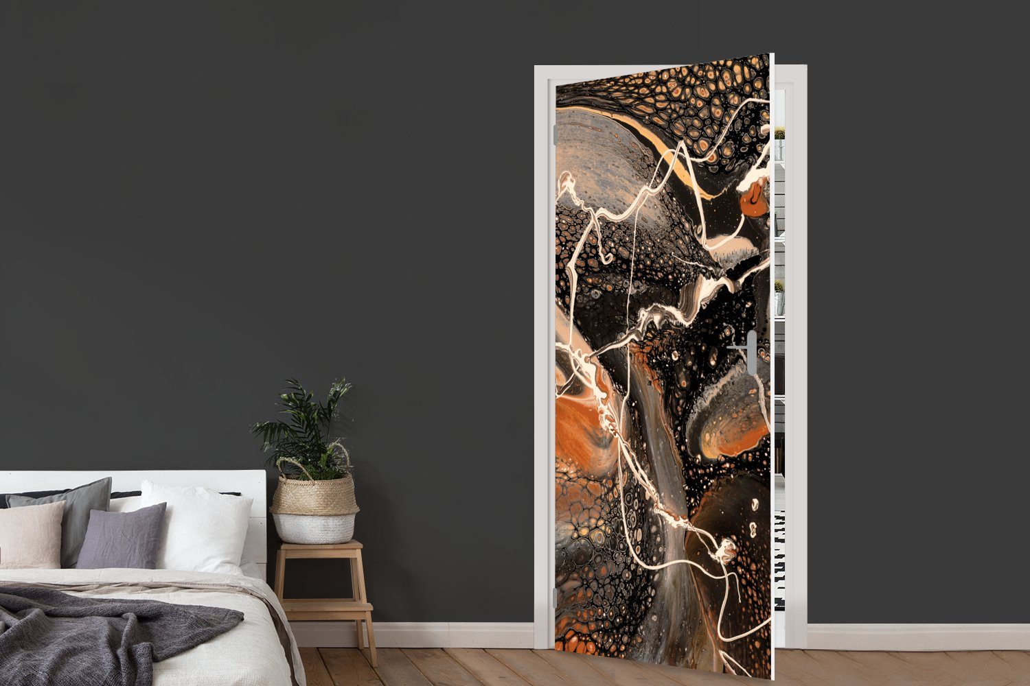 Abstrakt, cm Tür, Türaufkleber, Türtapete bedruckt, St), (1 Design Farbe - 75x205 Fototapete Matt, für MuchoWow -
