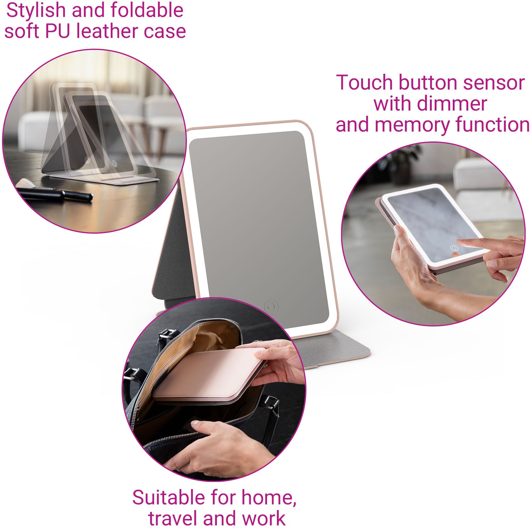 medisana LED-Lichtspiegel CM 400, 3 Lichtmodi, Touchsensor