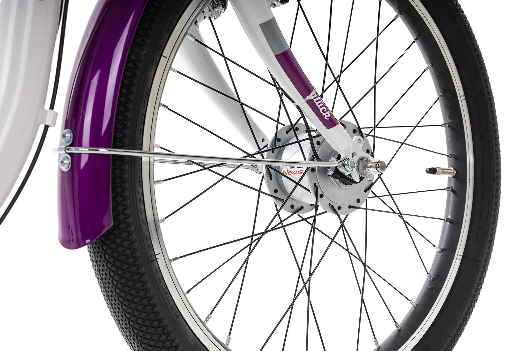 Almrausch Kinderfahrrad Glück 3 20 Nexus, 3 Gang Shimano Nexus 3 Rücktritt Schaltwerk, Nabenschaltung Rücktritt, Kinderfahrrad Tiefeinstieg 20 Zoll weiß