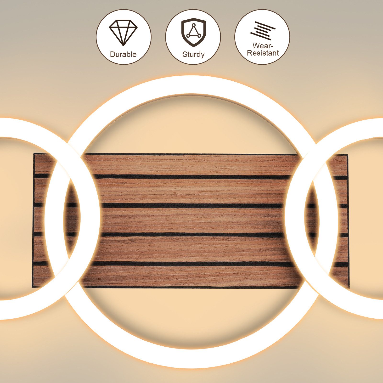 Nettlife LED Deckenleuchte Retro schwarz 14/21W eckig 3000K Warmweiß Design lampe Holz, LED fest integriert, für Küche Schlafzimmer Flur Wohnzimmer Bürolampe Zu – Bild 2 von 5