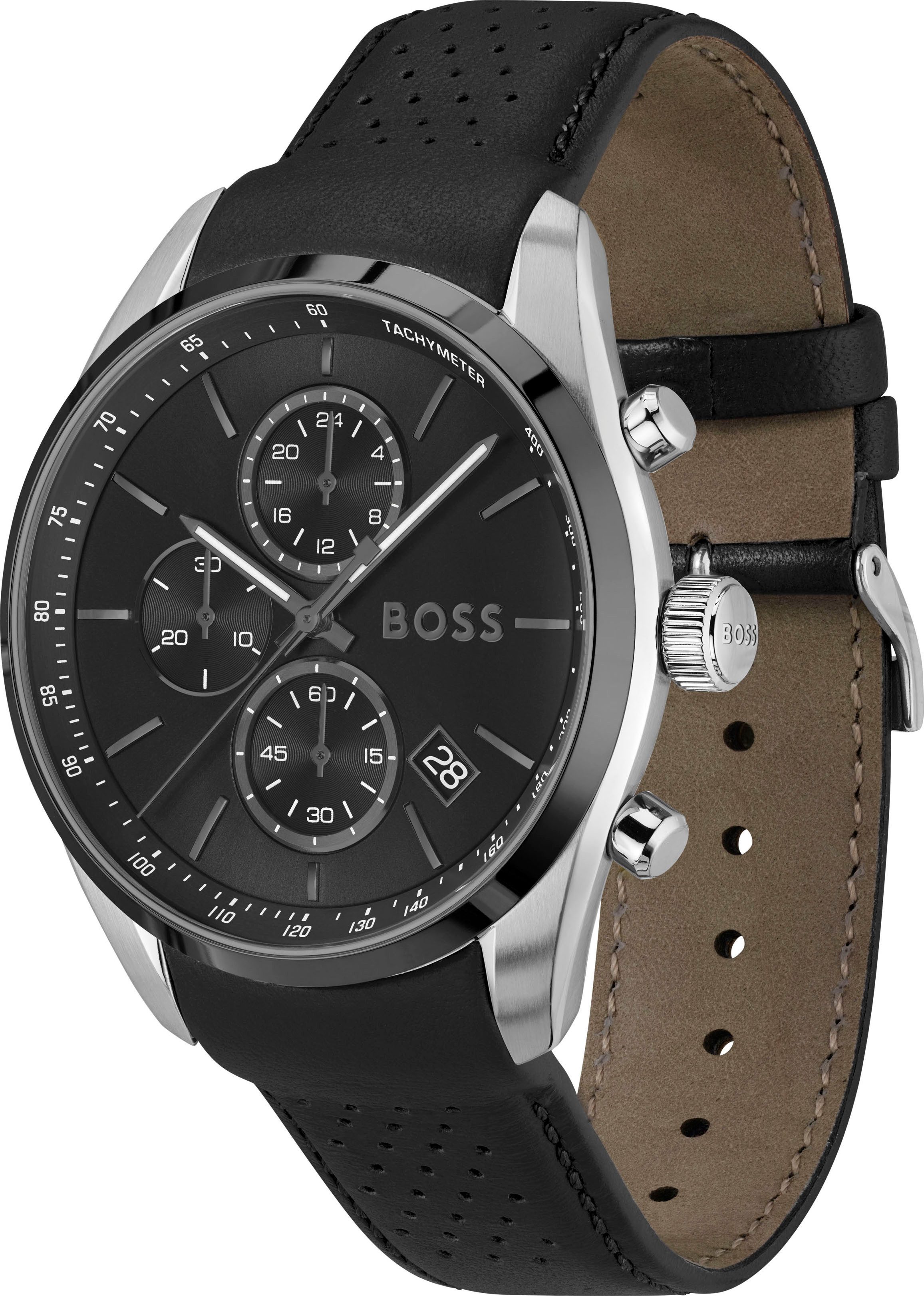 BOSS Quarzuhr GRAND PRIX 44 1514224, Quarzuhr, Armbanduhr, Herrenuhr, Leder günstig online kaufen