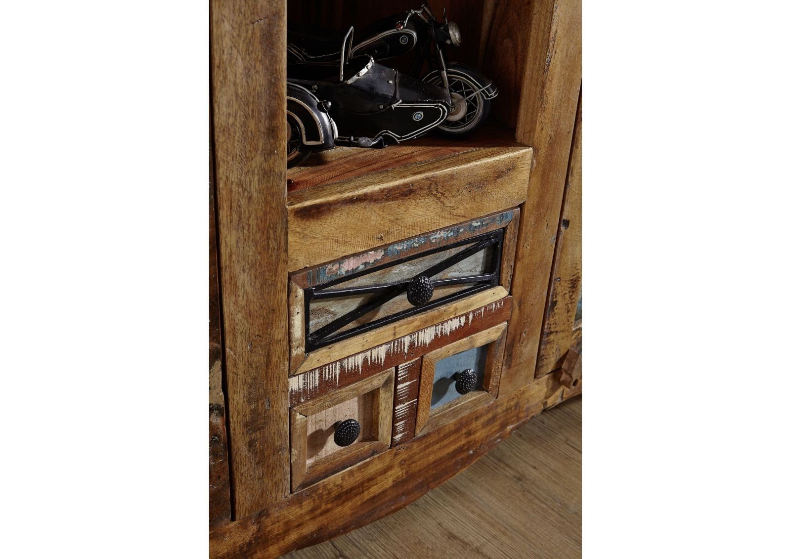 Massivmoebel24 Highboard NATURE OF SPIRIT (Massivholz), Highboard Altholz 115x40x150 mehrfarbig lackiert NATURE OF SPIRIT #21