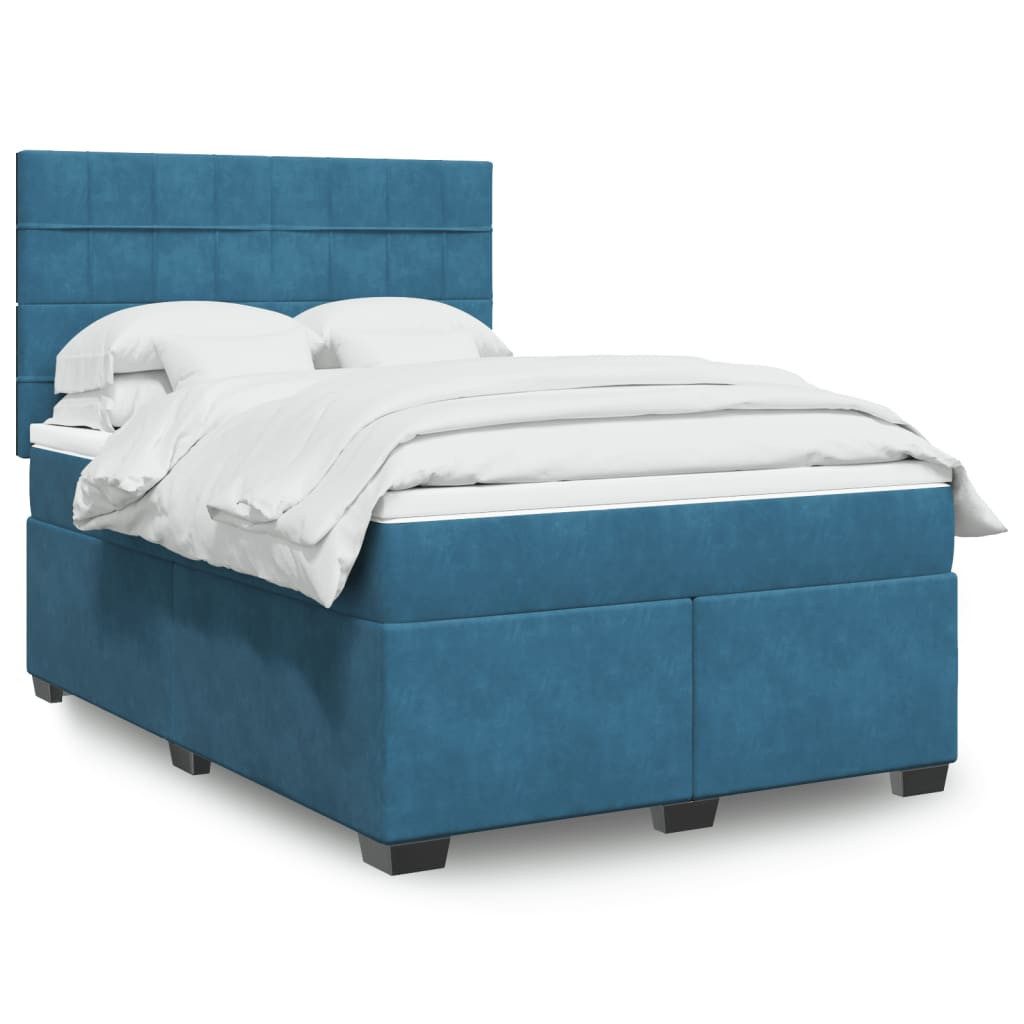 vidaXL Boxspringbett mit Matratze Blau 140x200 cm Samt2107510 günstig online kaufen