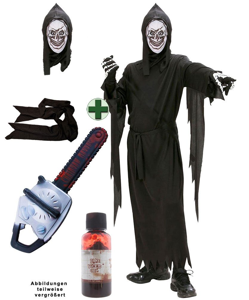 Karneval-Klamotten Zombie-Kostüm Kinder Schauriges Zombie-Gewand Halloweenkostüm, Unisex Kostüm Halloween mit blutige Kettensäge u Imitationsblut