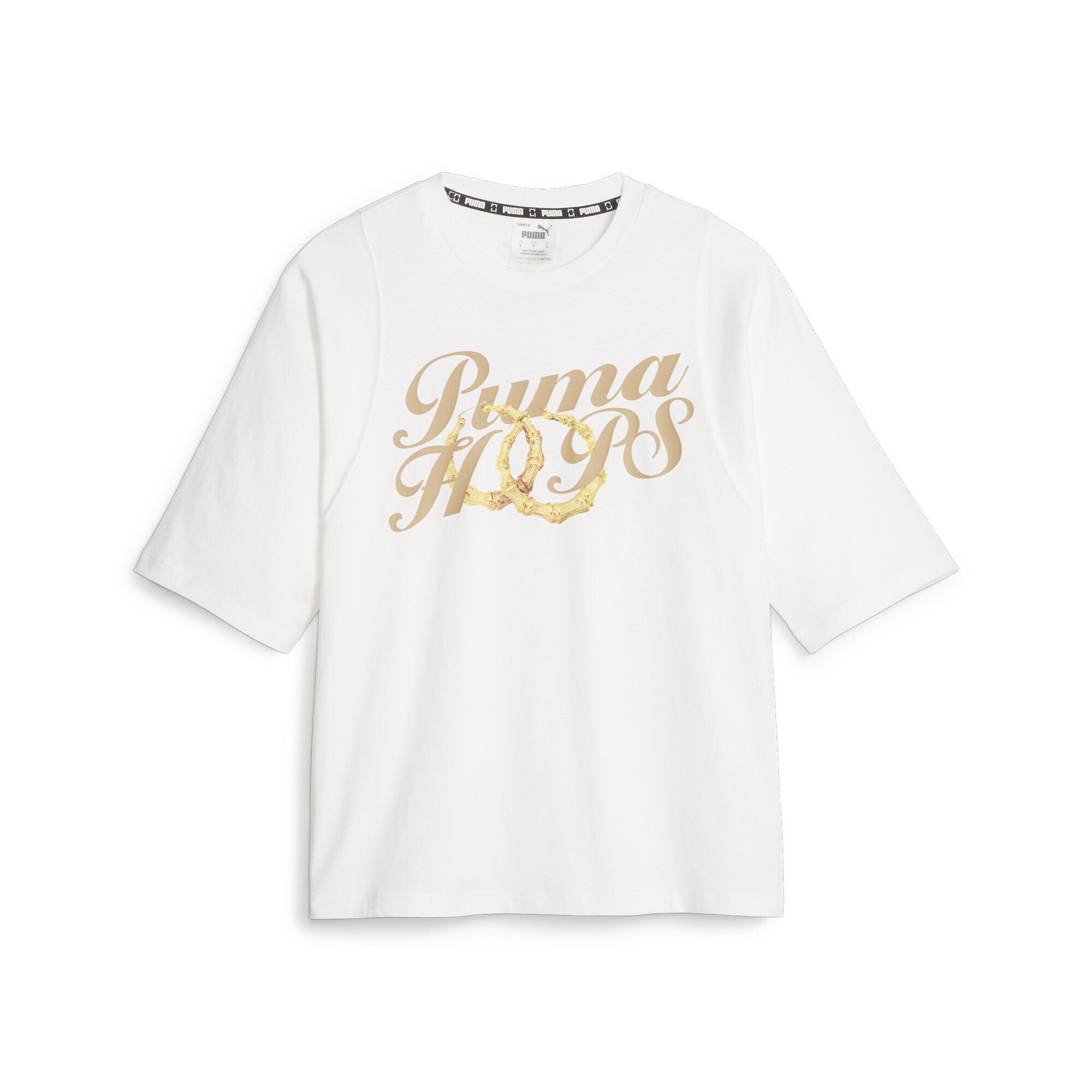 Standard Basketball T-Shirt gestrickter T-Shirt PUMA aus Gold Trainingsshirt Baumwolle Damen,