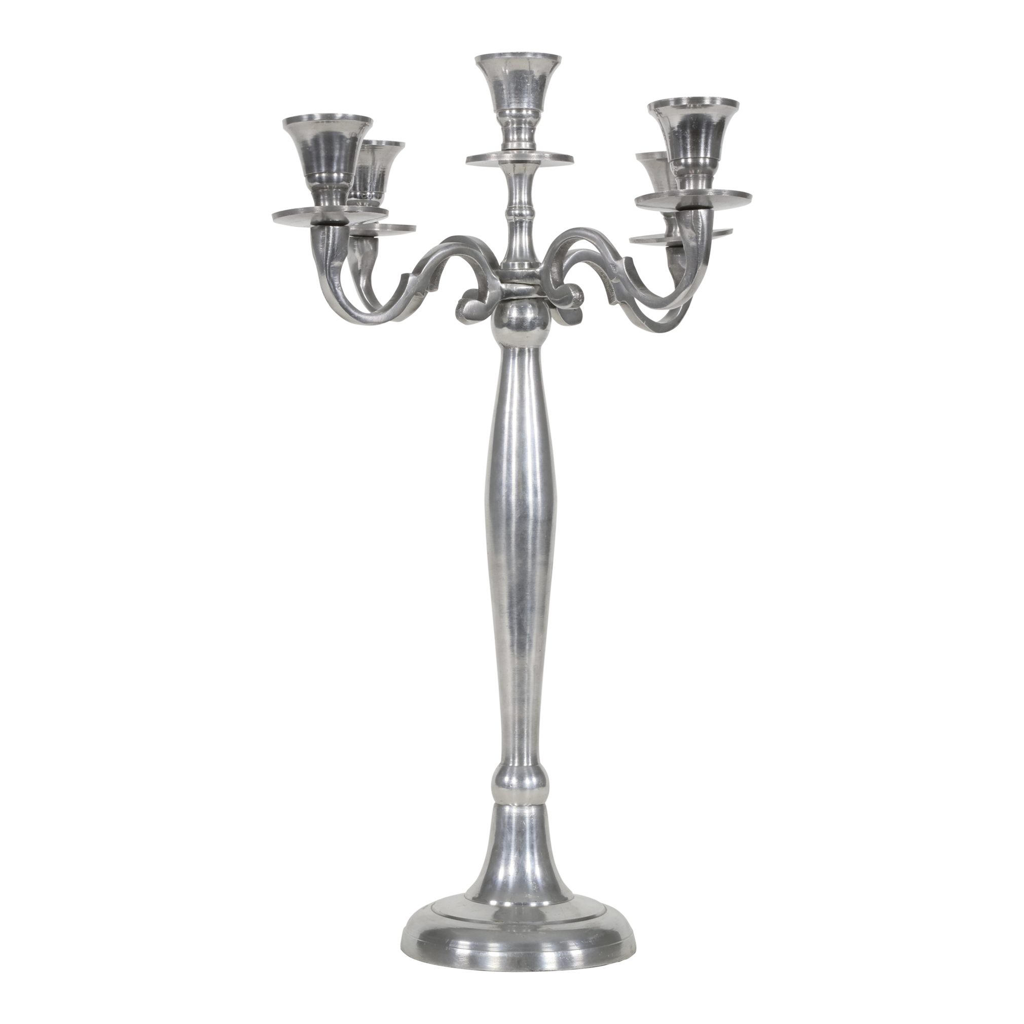 Kerzenständer Deko Kerzenständer Kerzenhalter 5 armig Aluminium silber 40,5 cm