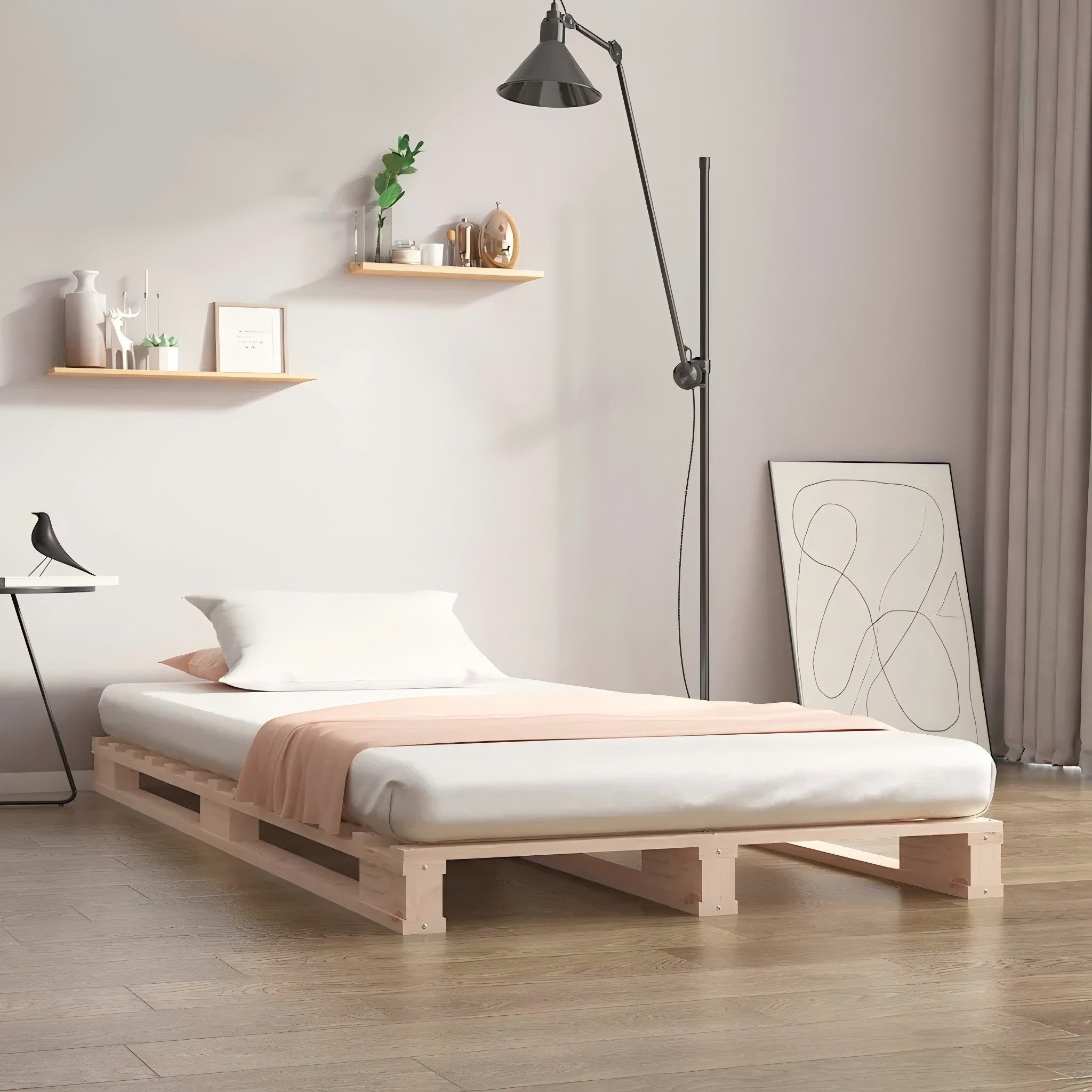 vidaXL Bettgestell vidaXL Palettenbett 90x200 cm Massivholz Kiefer