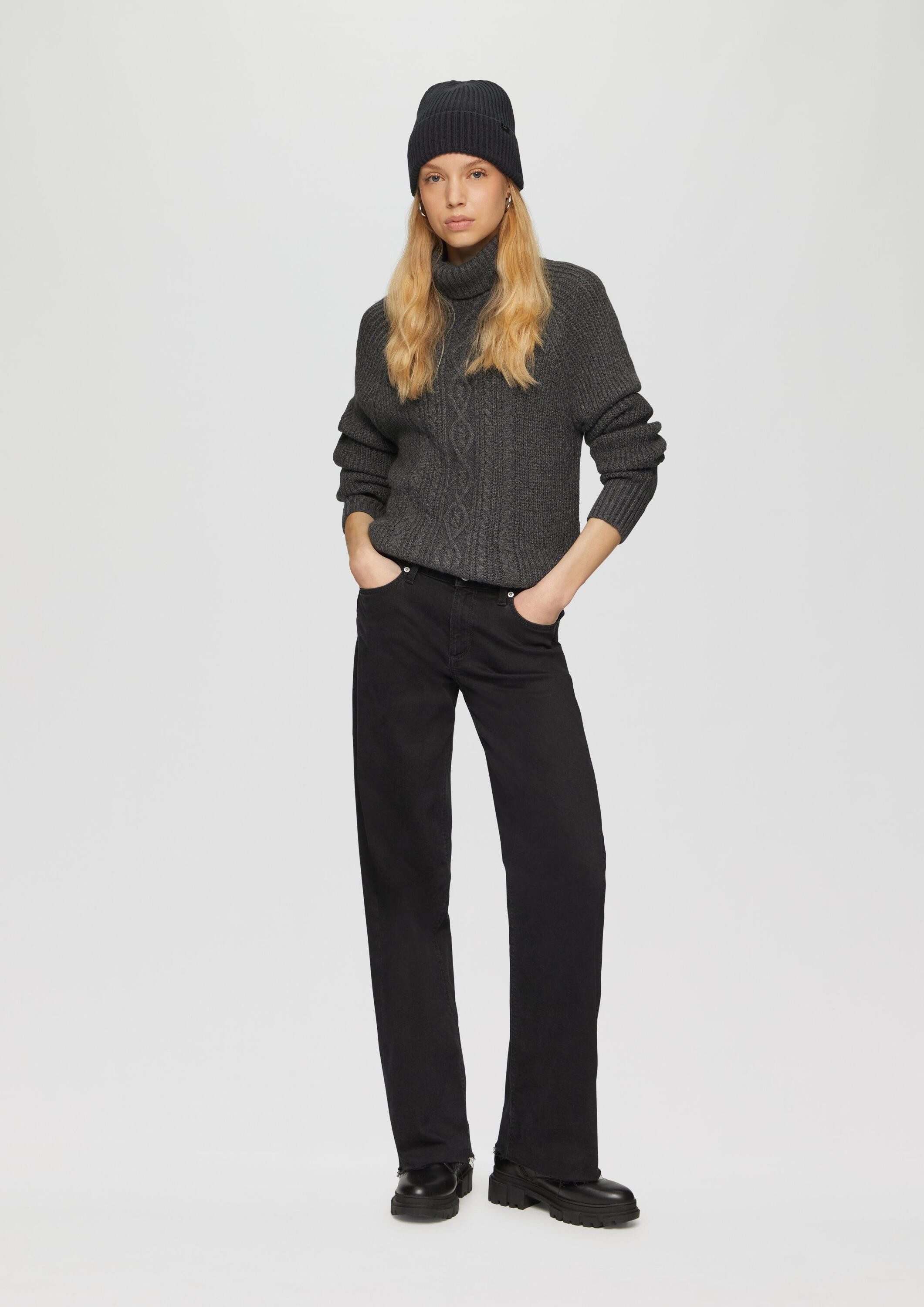 QS Longpullover Strickpullover Kuscheliger Zopfstrickpullover