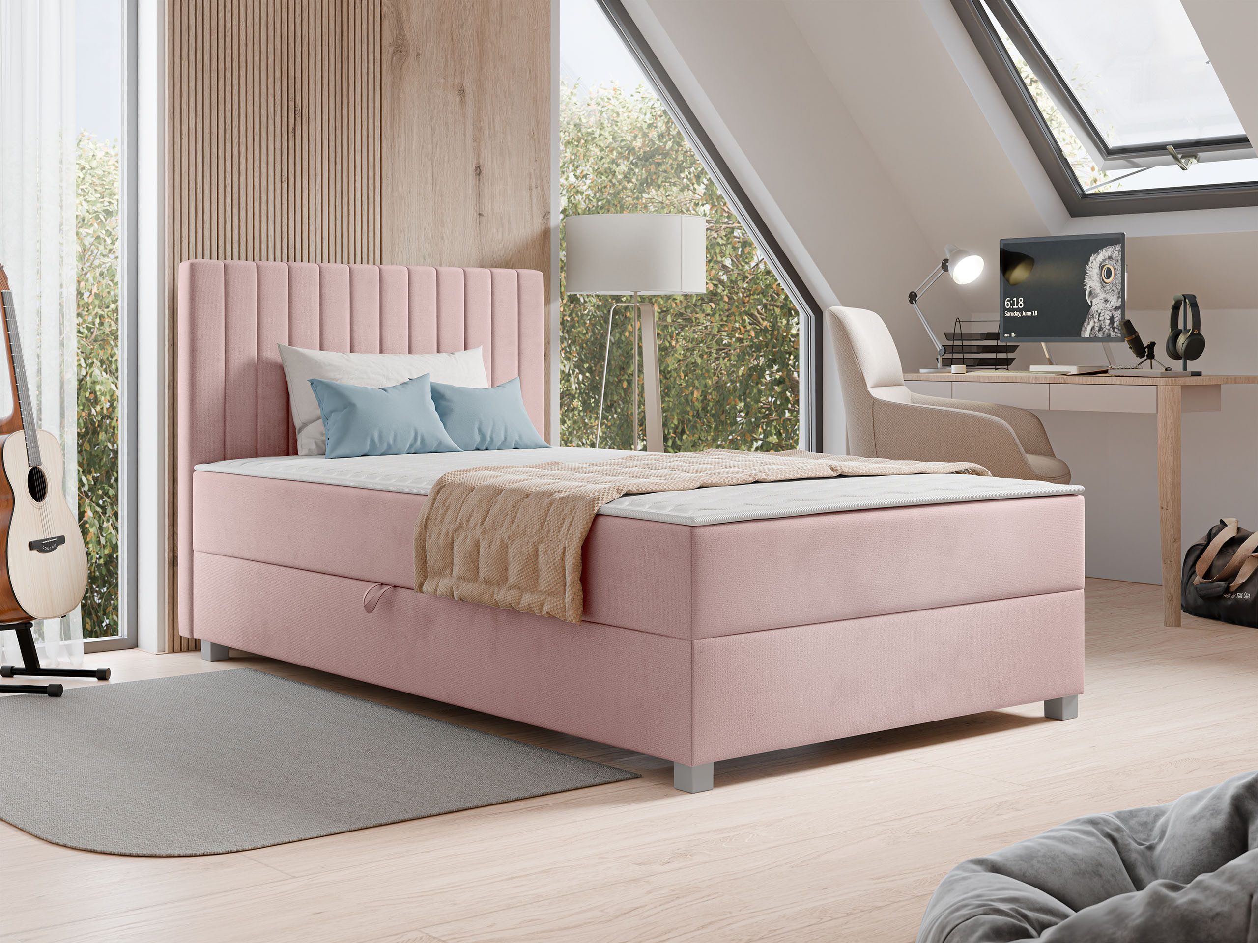 MIRJAN24 Boxspringbett Viki (mit Bettkasten), Universell - Links oder Rechts, 90/120x200 cm