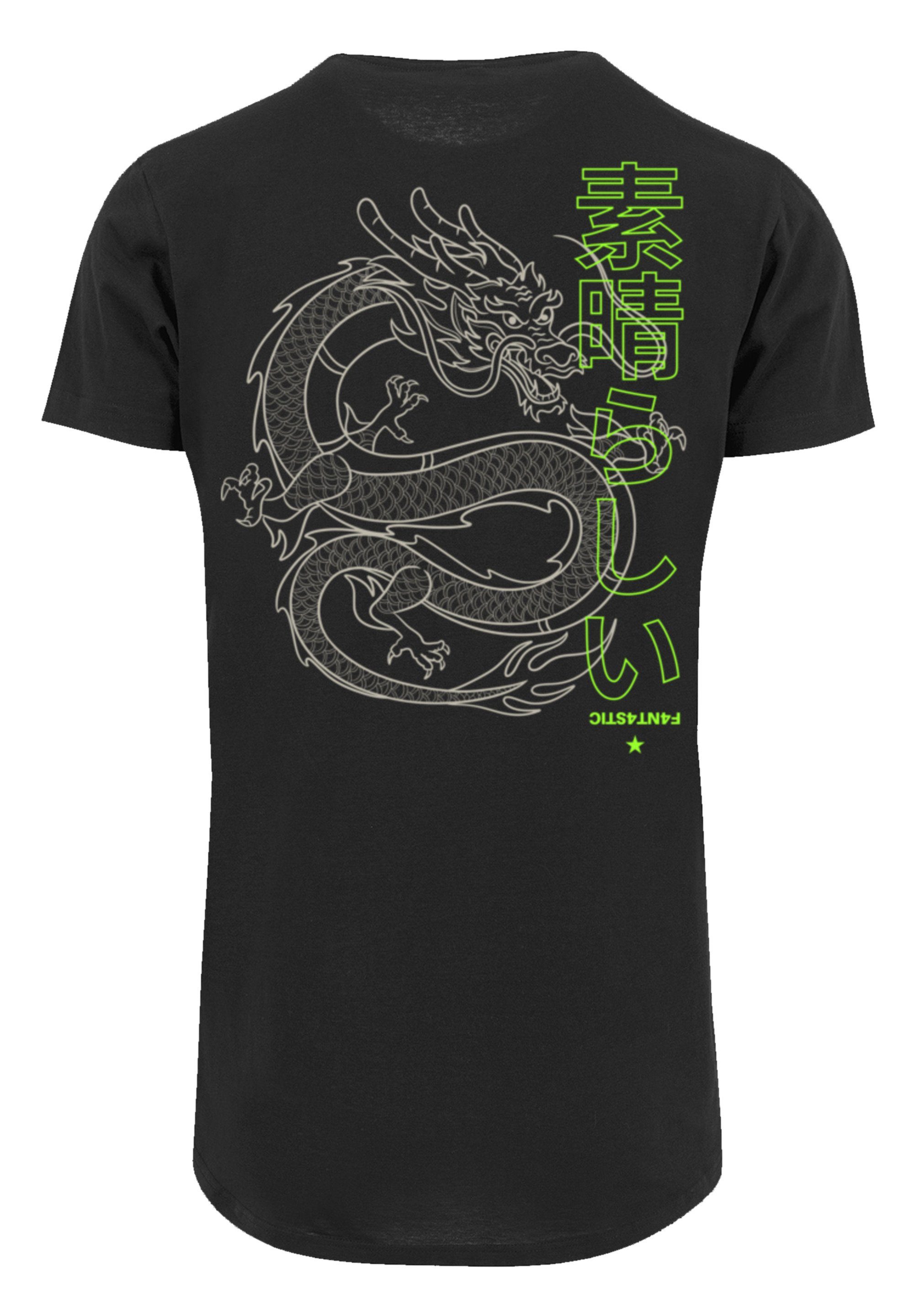 F4NT4STIC T-Shirt PLUS SIZE Dragon Drache Japan Print schwarz