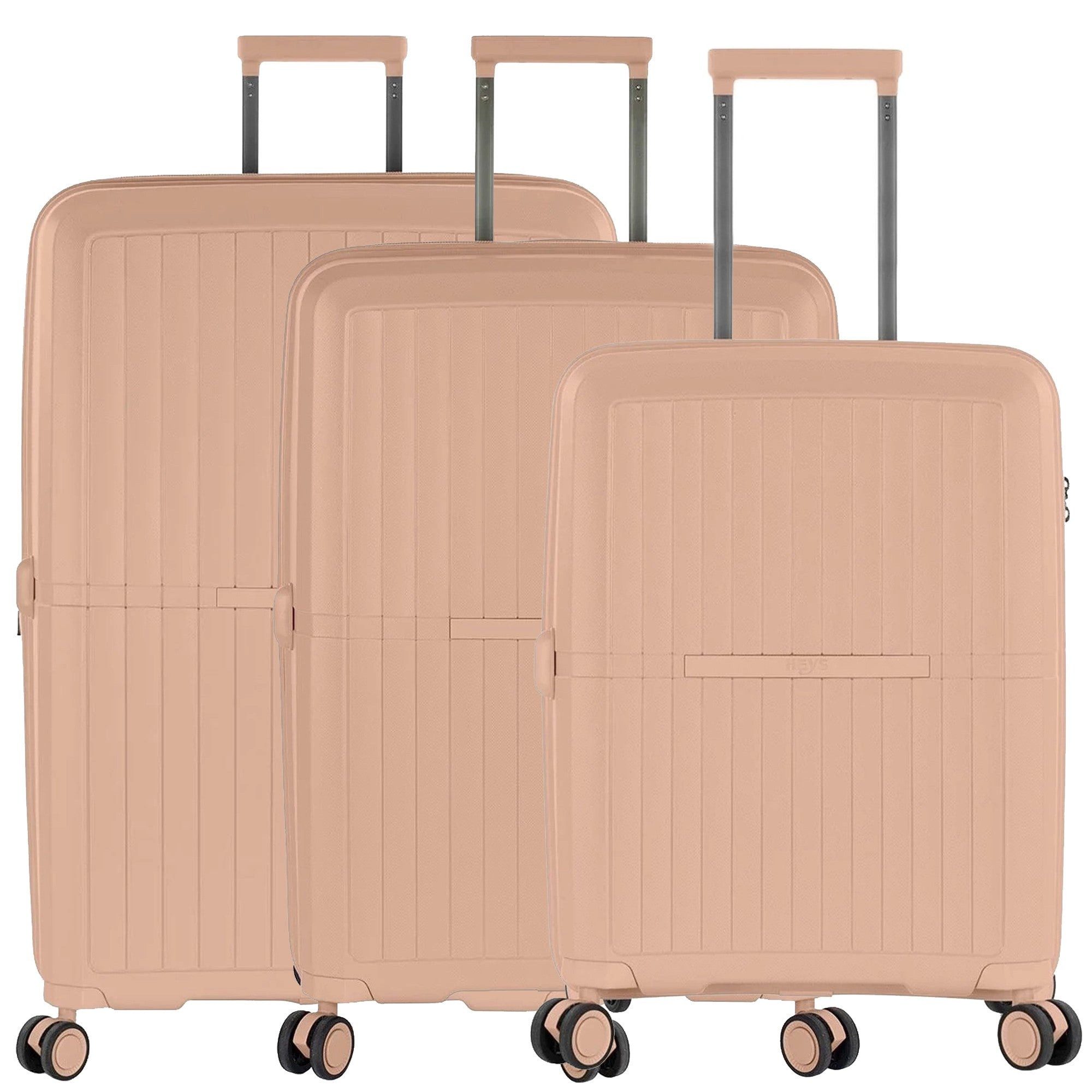 Heys Kofferset AirLite - 4-Rollen-Trolley Set 3tlg. L/M/S erw. (puder), 4 Rollen