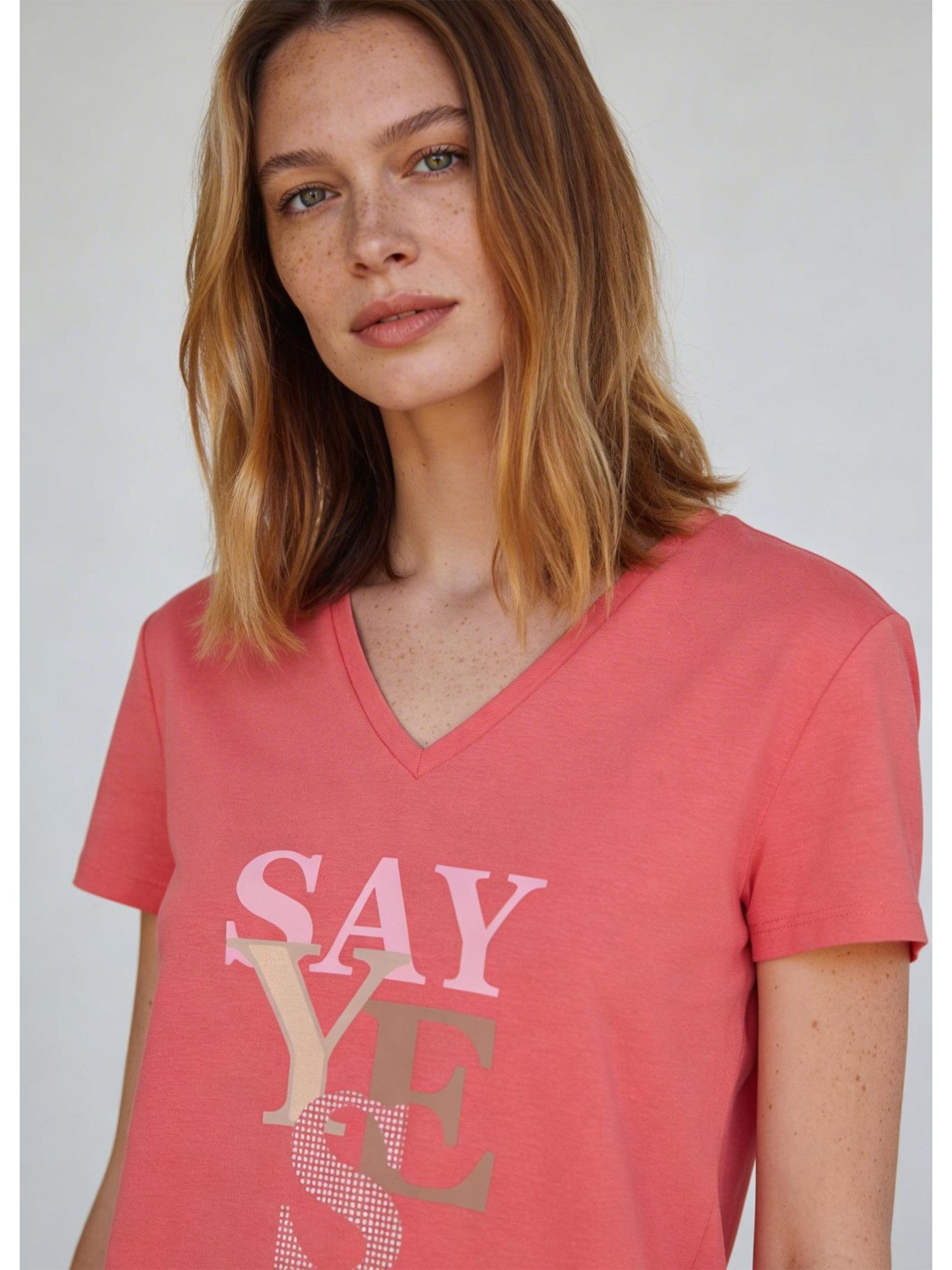 MORE&MORE Kurzarmshirt sommerliches Kurzarmshirt "Say Yes"