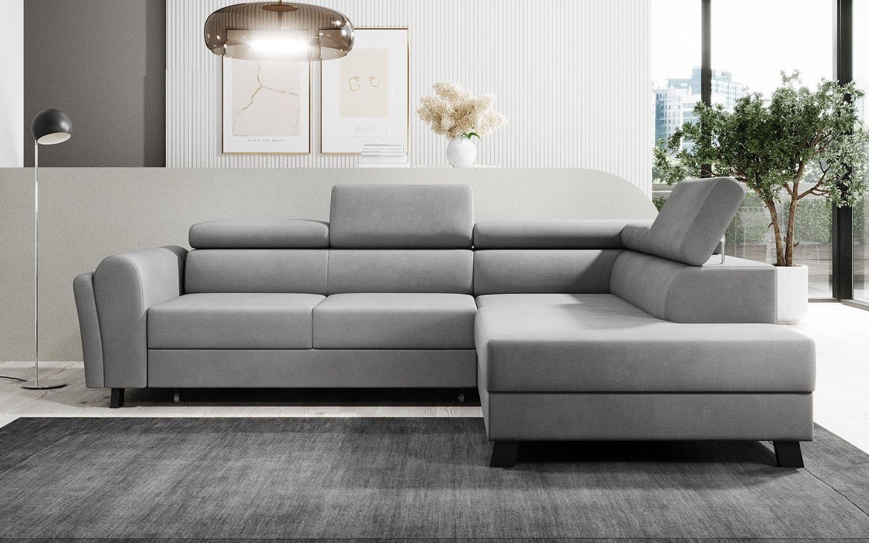 Luxusbetten24 Ecksofa Kira, mit Schlaffunktion & Stauraum | Ecksofas