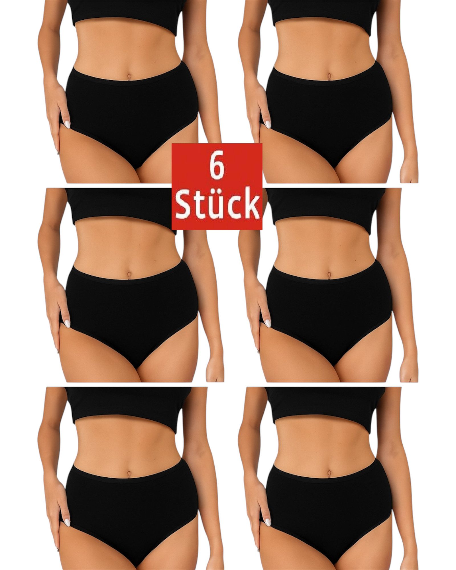 DDOnlineShop Taillenslip Damen Slip Bikinislip Hüftslip (6er-Pack)Schwarz A günstig online kaufen