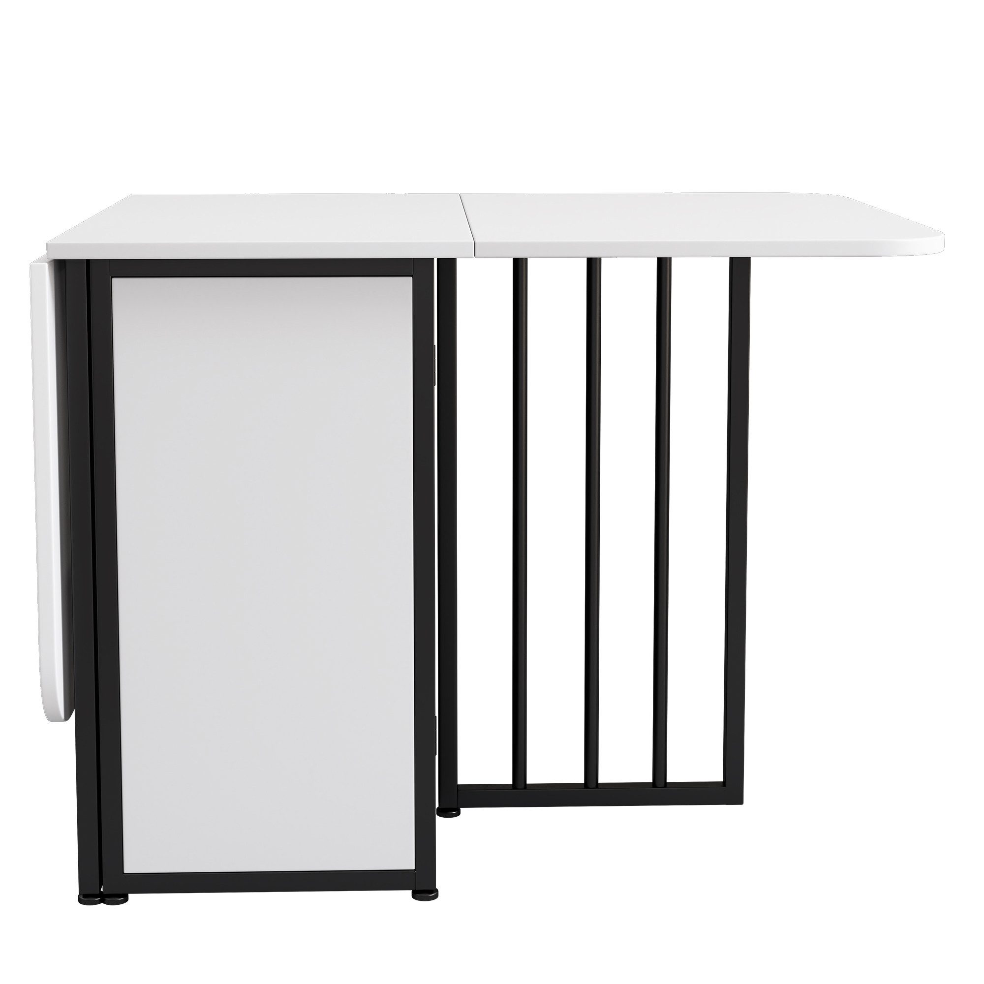 Odikalo Esstisch Wohnzimmertisch ausziehbarer Schubladen 3 Formen (weiß+schwarz)