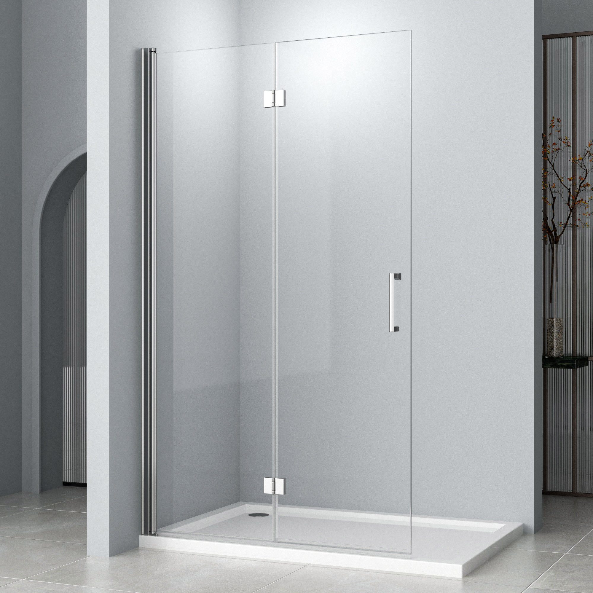 Hopibath Duschwand Schwarz Duschabtrennung faltbar Walk In Duschwand faltba günstig online kaufen