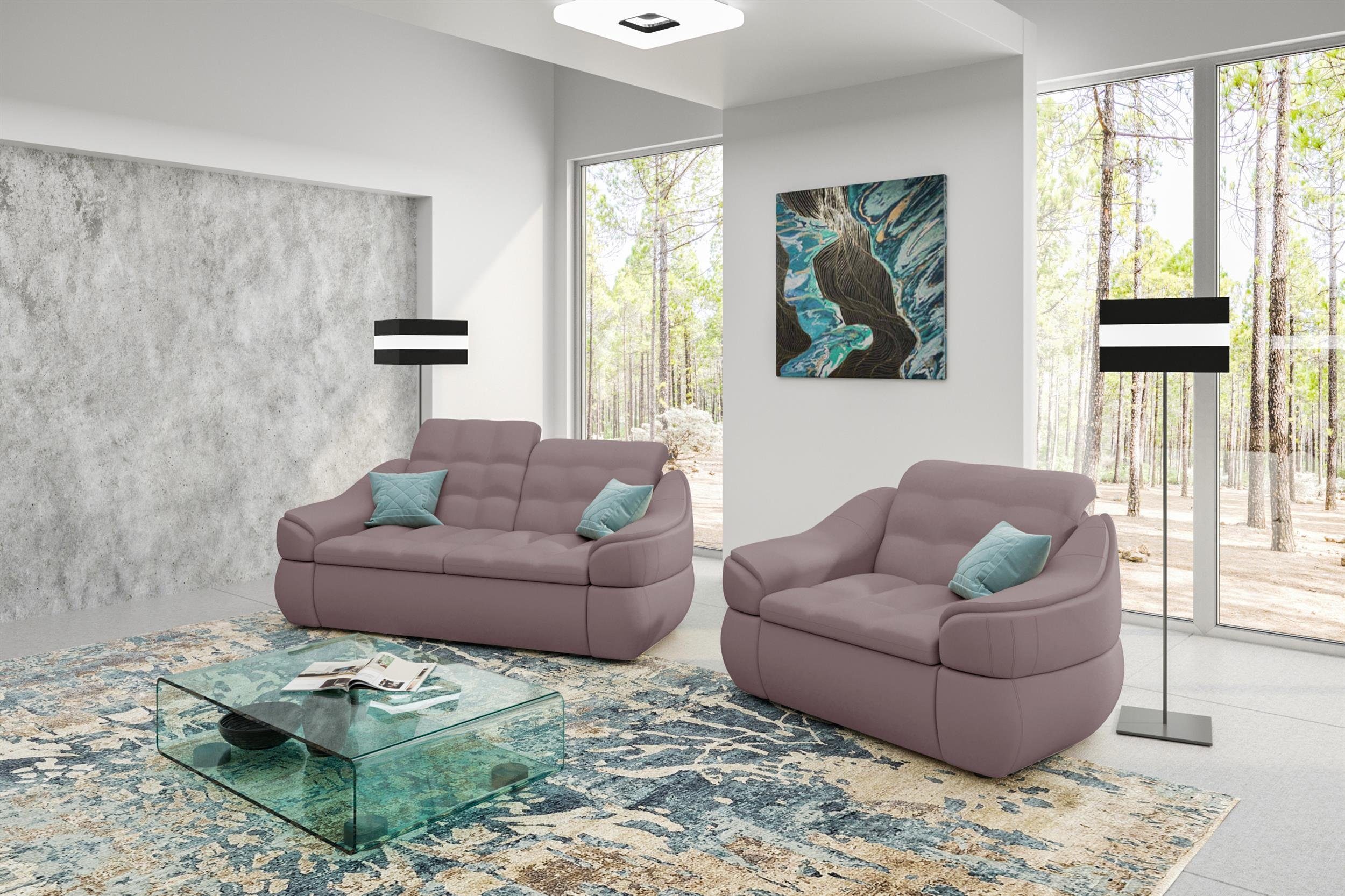 und Sessel, Design (Set Sofa Alisa, Polstergarnitur Stylefy (2-tlg), aus bestehend Modern 2-Sitzer