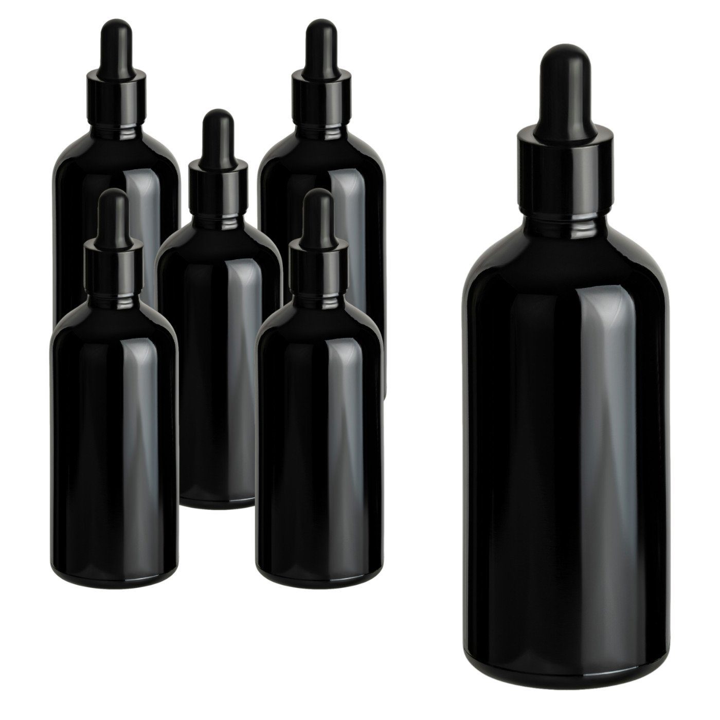 gouveo Pipettenflasche Tropfflaschen aus Farbglas mit Glaspipette - Leere Apothekerflasche (6 St., 50ml - schwarz-glänzend). € 12,95