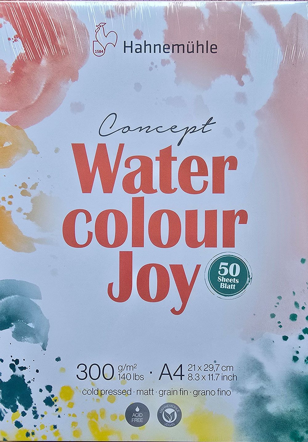 Hahnemühle Aquarellpapier Hahnemühle Water Colour Joy 50 Blatt DIN A4 300 g/m², für Aquarelltechniken