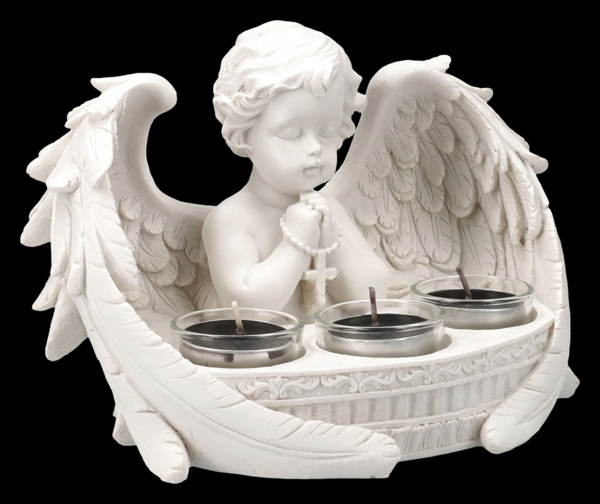 Figuren Shop GmbH Teelichthalter Engel Teelichthalter – Betender Engel Statue Deko 14 cm Dekoration