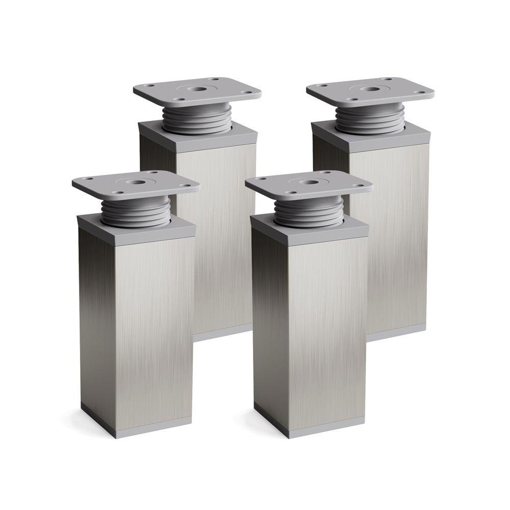 sossai® Möbelfuß Design-Möbelfüße, 4er & 8er Set, höhenverstellbar MFV1, Farbe: Inox/G, (4-St), Farbe: Inox/Grau