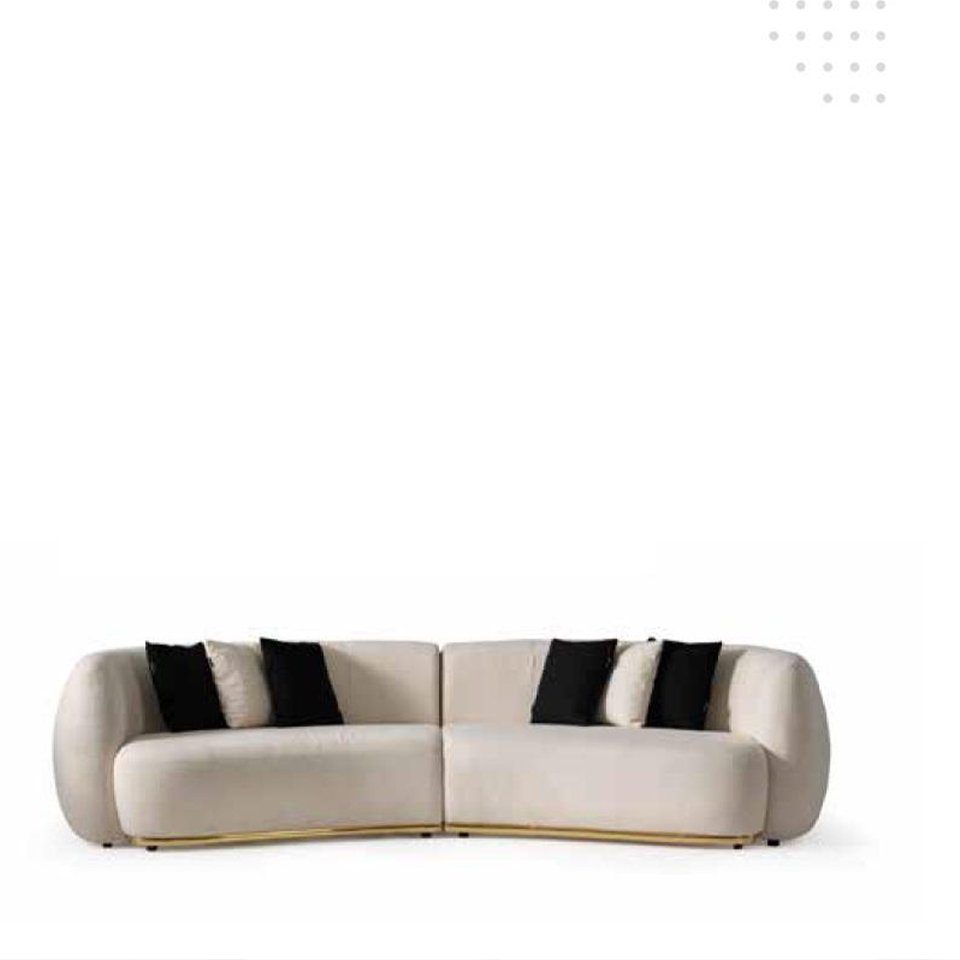 JVmoebel Sofa Ovale beige Couch xxl Viersitzer Polstermöbel Luxus Neu, Made in Europe Weiß