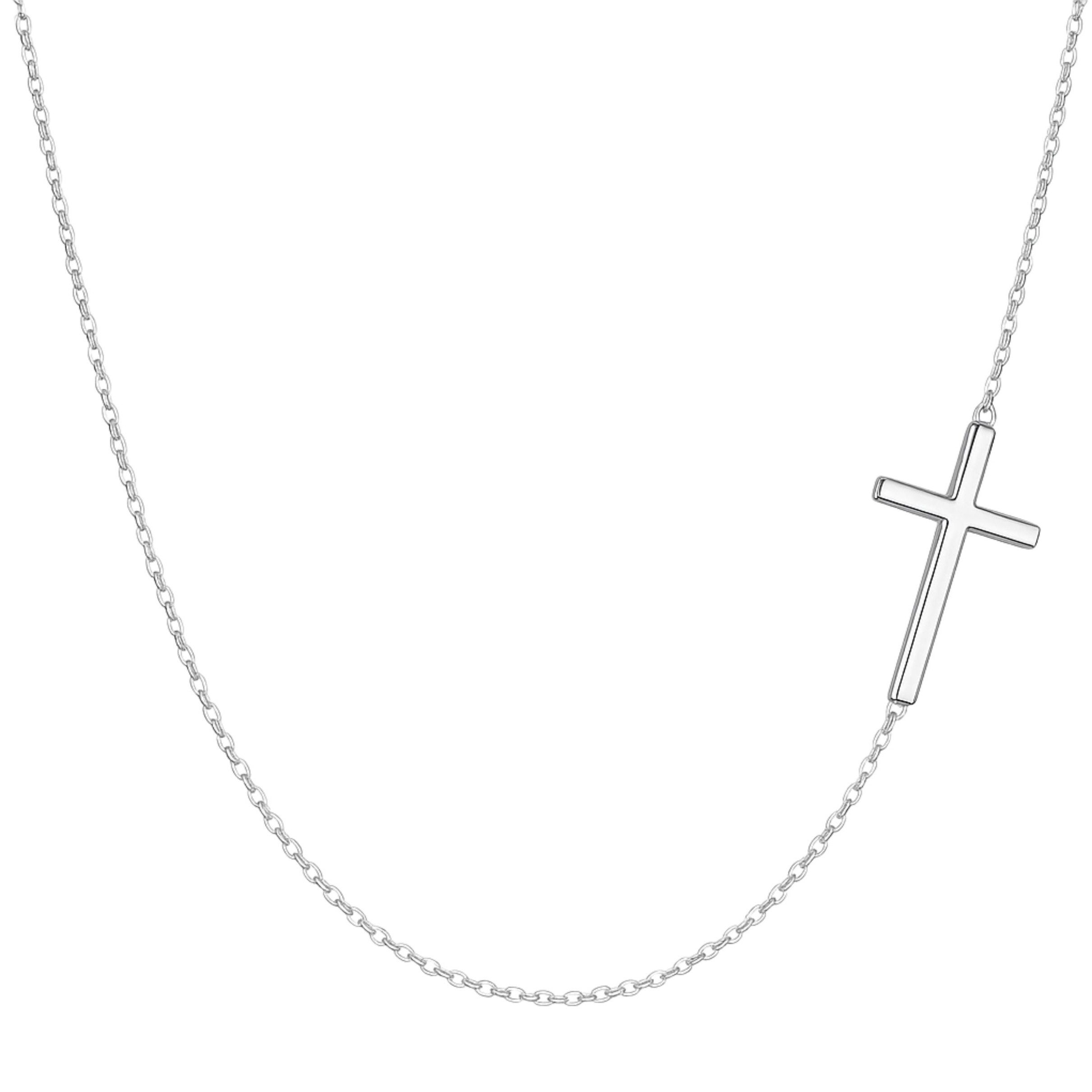 Kreuzkette zarte Kette Kreuz Damen – 925 Sterling Silber oder 18K vergoldet