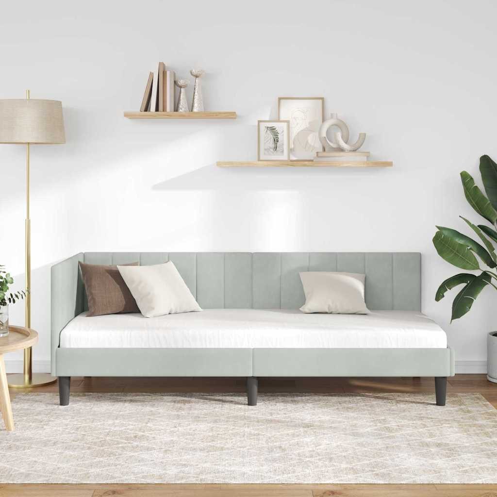 vidaXL Bett Eckbettgestell mit Kopfteil Hellgrau 80 cm x 200 cm Samt (1-tlg günstig online kaufen
