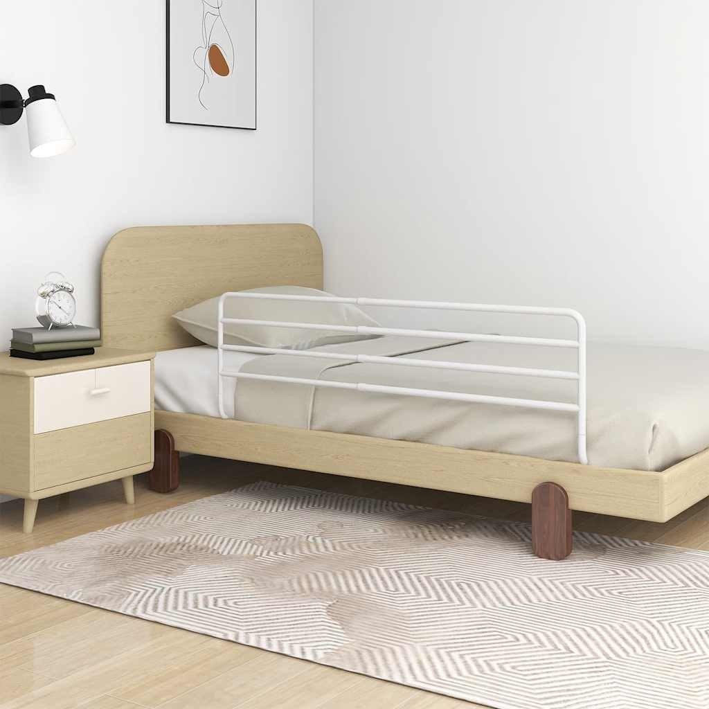 furnicato Bettschutzgitter Bettgitter Weiß 55 x 37 cm mit verstellbarer Breite 76 - 137 cm (1 St), Sicherer Rausfallschutz für Kinderbetten mit vertikalem Metallgitter