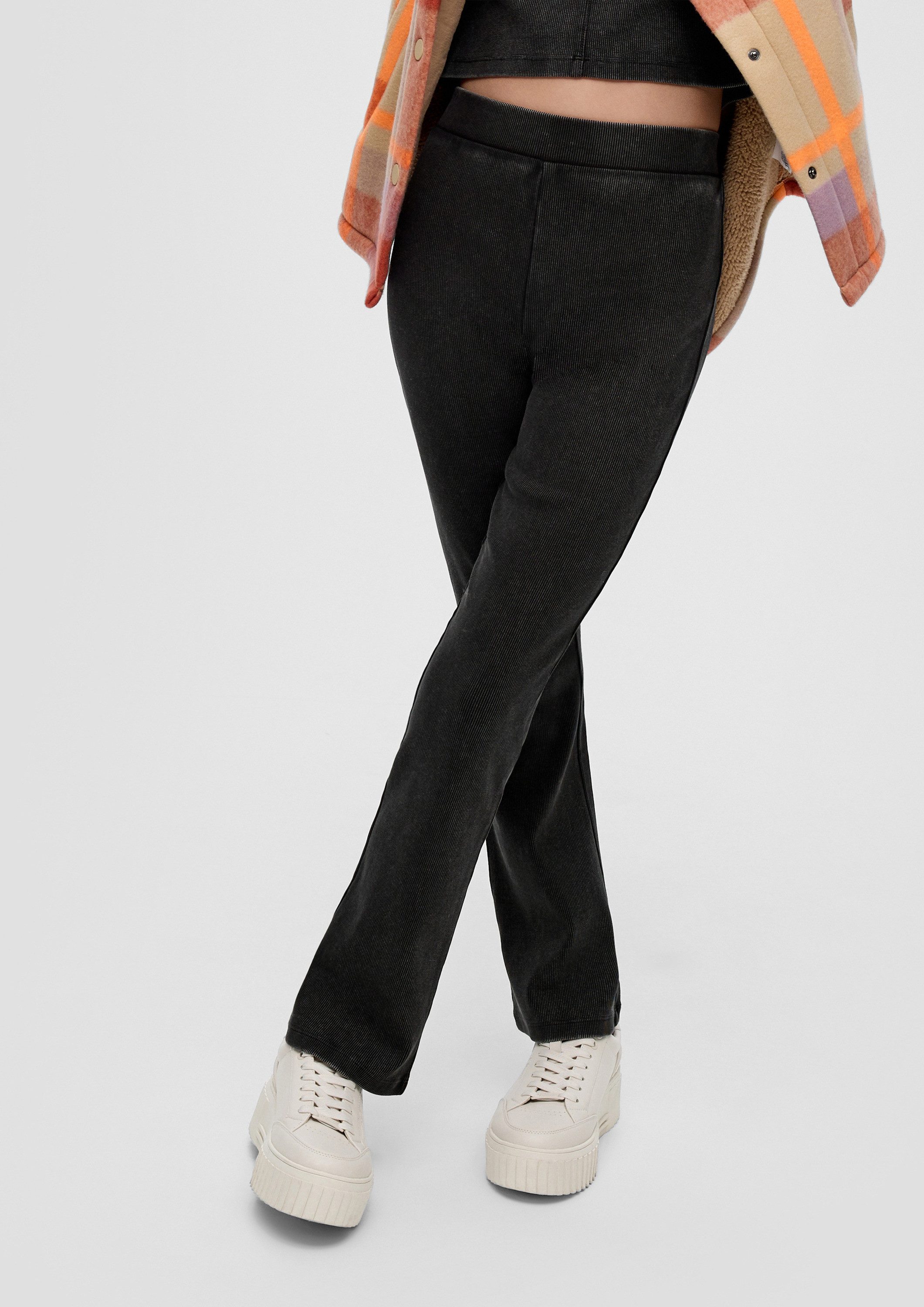 s.Oliver Leggings Leggings Gewaschene Ripp-Leggings mit Flared Leg