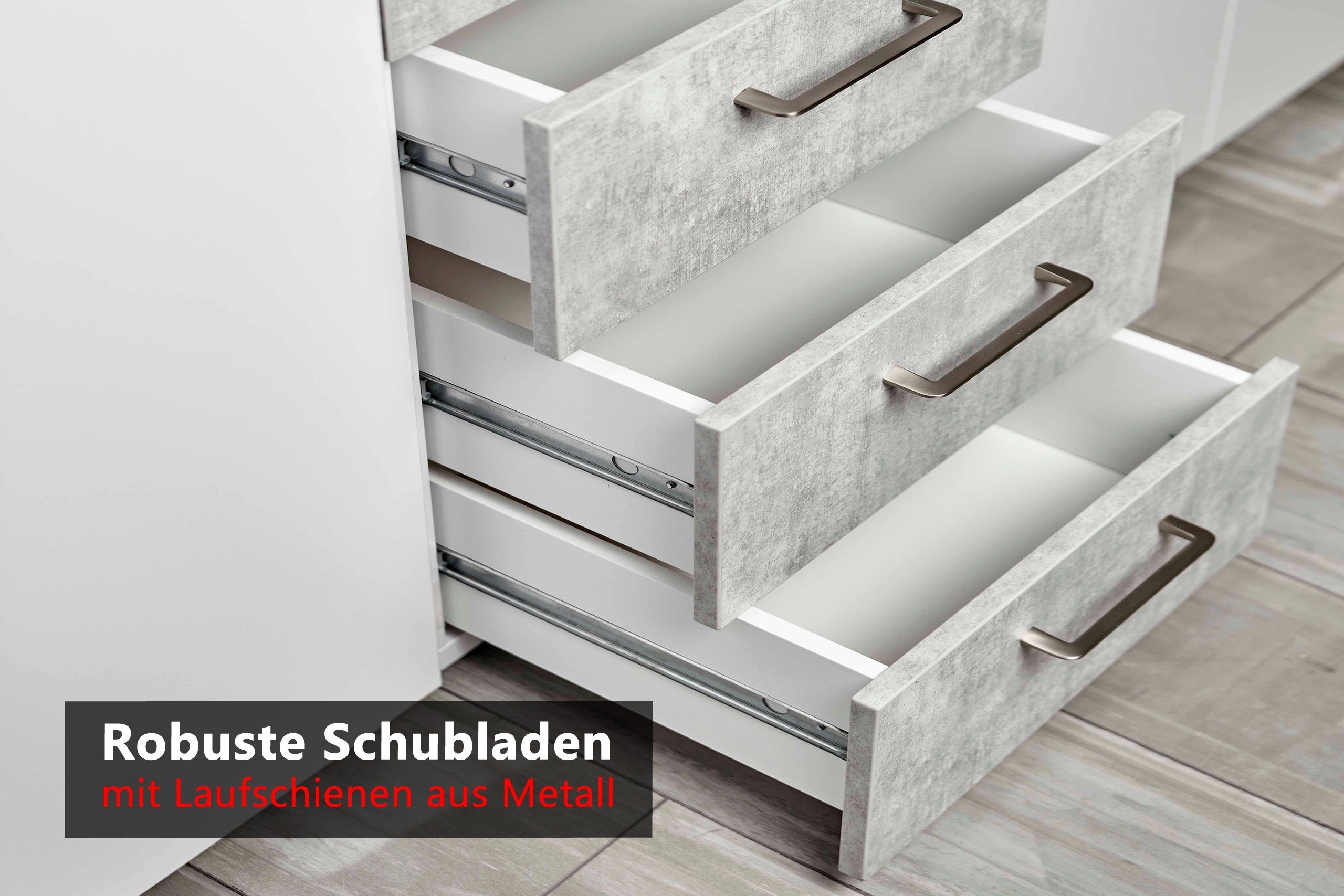 Grau/Silber - bümö Schubladen 4 Schrank smart Schübe Aktenschrank Dekor: