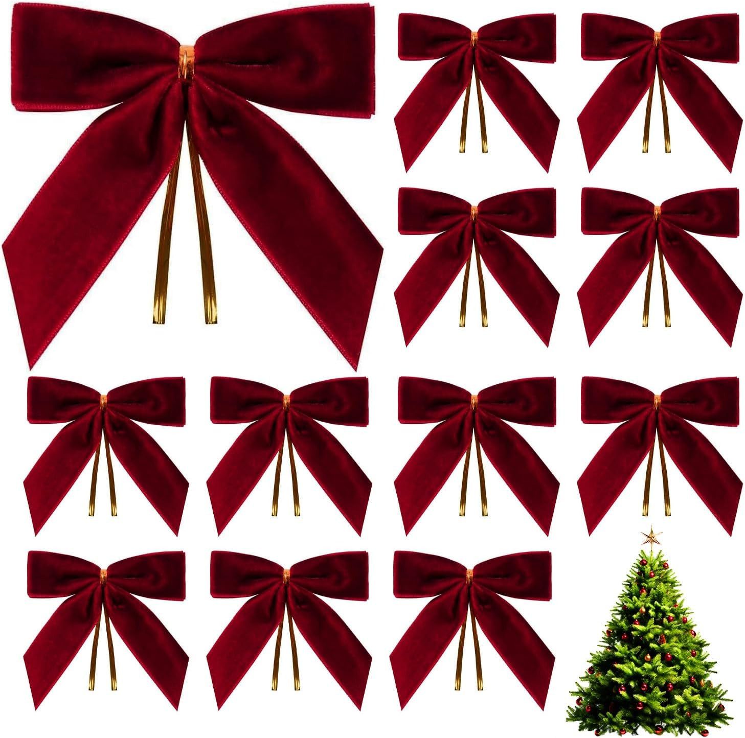 Coonoor Weihnachtsbaumschleife 12/24er Weihnachtsbaum Schleifen Samtschleifen (12-tlg)