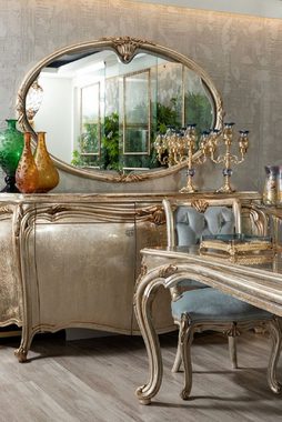 Casa Padrino Barockspiegel Luxus Barock Spiegel Silber / Gold - Ovaler Massivholz Wandspiegel im Barockstil - Barock Möbel