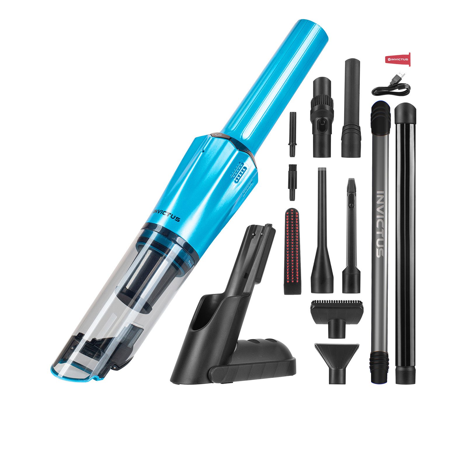 Genius Akku-Handstaubsauger Genius Invictus ONE Prestige Akku-Staubsauger 12000 Pa, 17-tlg Set, 75 W, beutellos, Hauptgerät und Zubehör mit spezieller Gummibeschichtung