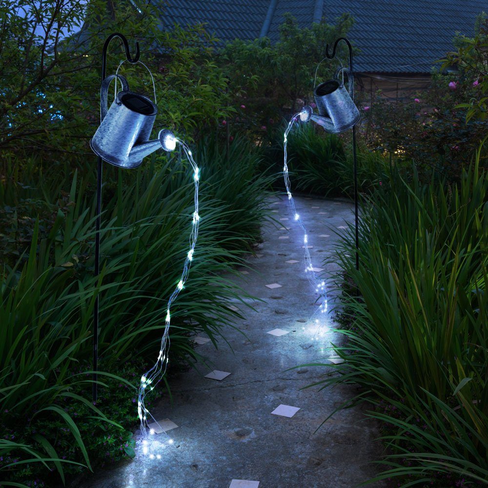 etc-shop LED Gartenlampe Design verbaut, Außen Steckleuchte Gießkannen im fest Neutralweiß, Solar Gießkanne LED-Leuchtmittel Solarleuchte