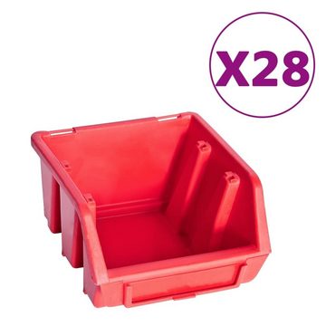 vidaXL Werkzeugbox 141-tlg. Werkzeugwand mit Sichtlagerkästen Rot und Schwarz