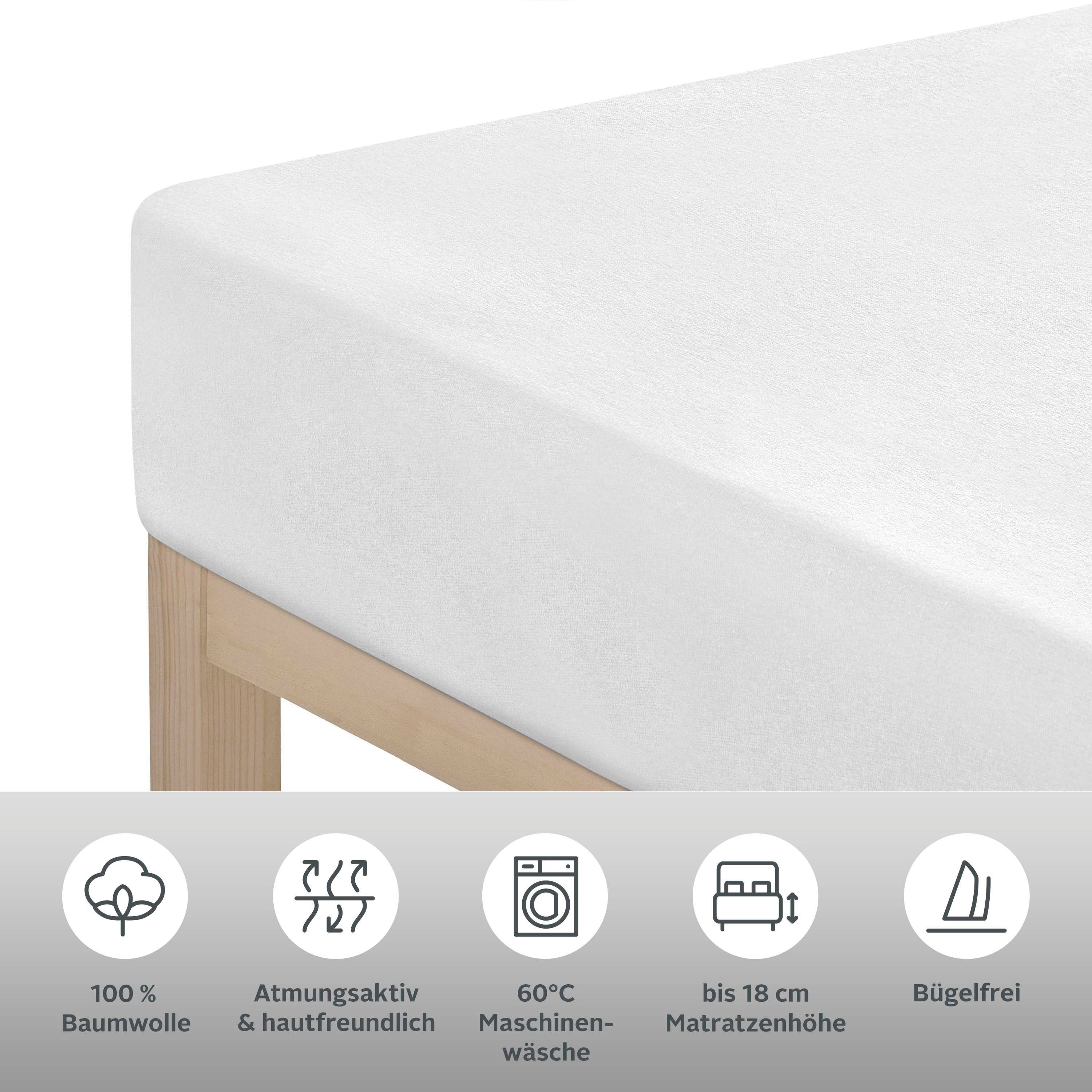OTTO home Spannbettlaken PHYSALIS 100% Baumwolle, Jersey, Gummizug: rundum, (2 Stück), für Matratzen bis 18 cm Höhe, Bettlaken, Spannbetttuch, pflegeleicht