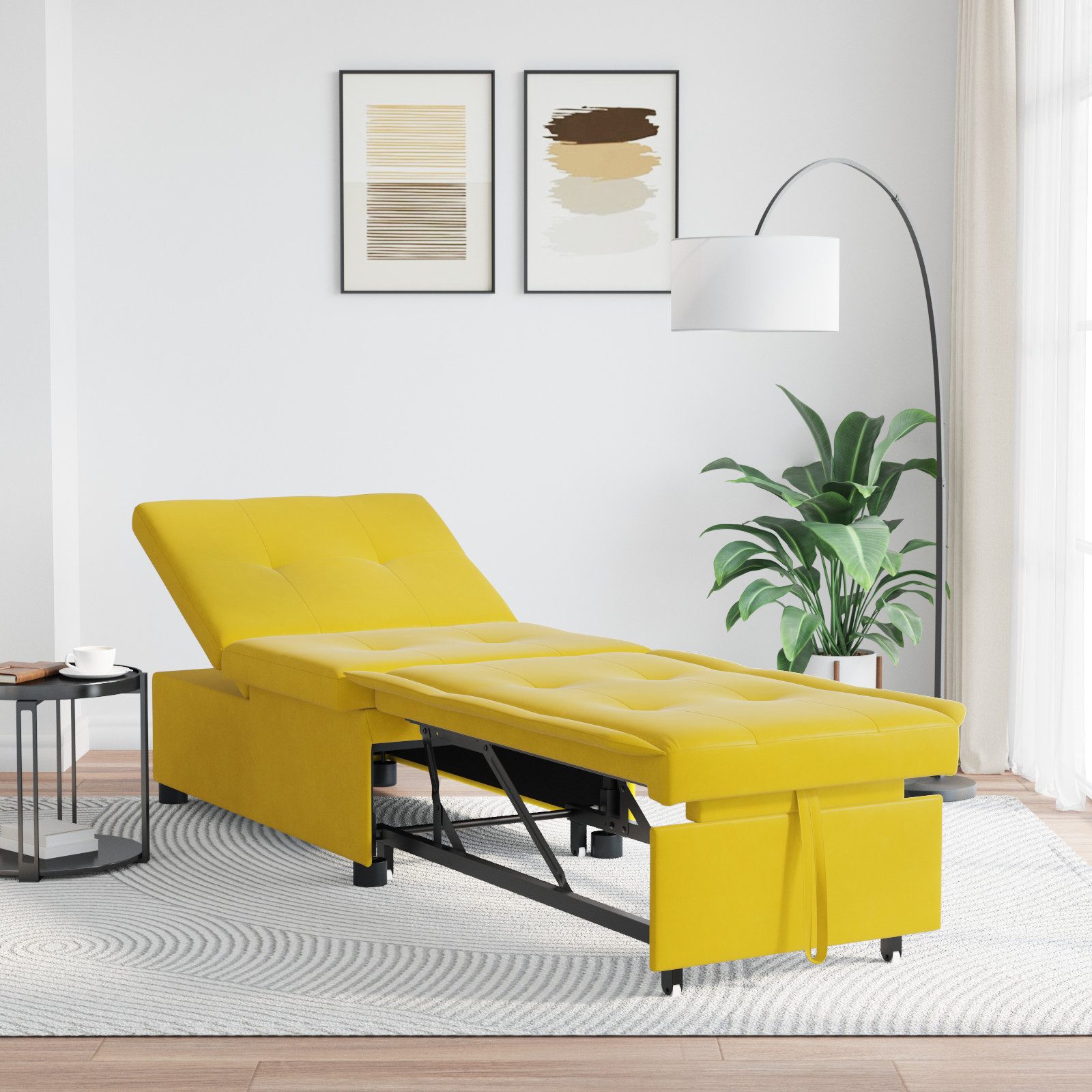 vidaXL Sofa Sofa-Bett 3-in-1 Auszieh-Design Gelber günstig online kaufen