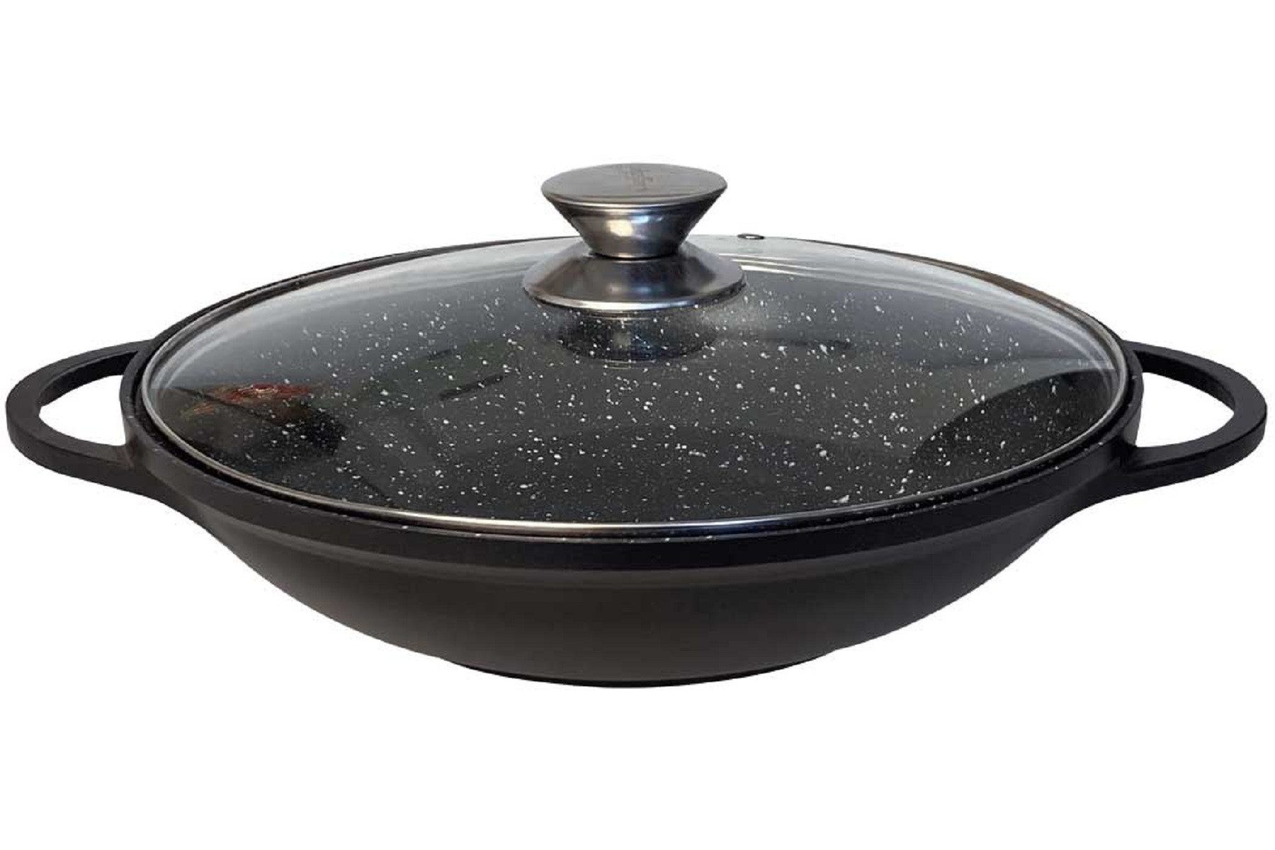 Platinum Wok Wokpfanne Woktopf Silikongriffe Induktion 36cm Aluguss mit Deckel