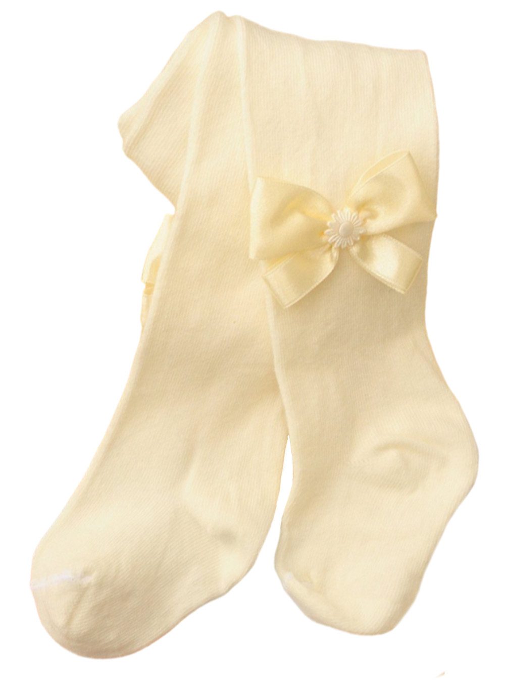La Bortini Strumpfhose Baby Strumpfhose festlich in Creme mit Schleifen weich, elastisch, 44 50 56 62 68 74 80 86 92 98