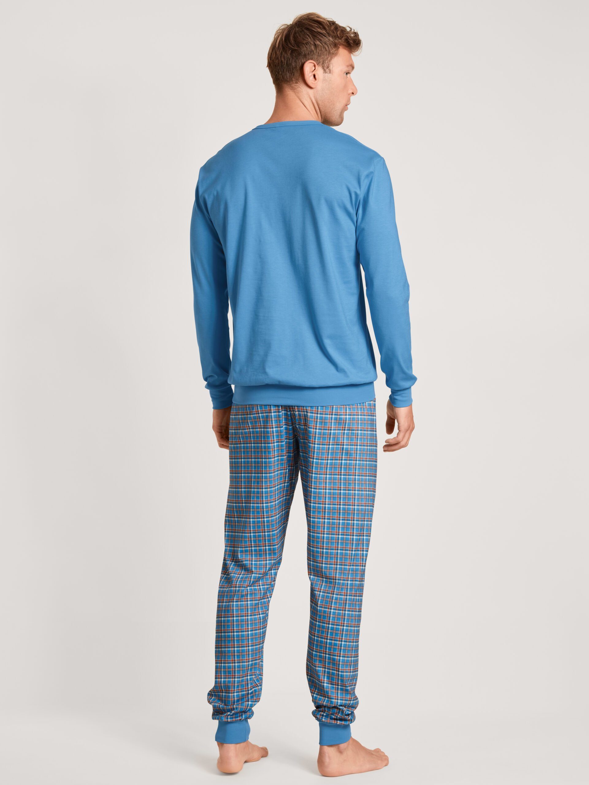 CALIDA Pyjama Calida Herrenbündchenpyjama 44684 blue (1 1 1 azurit tlg., Stück) Stück