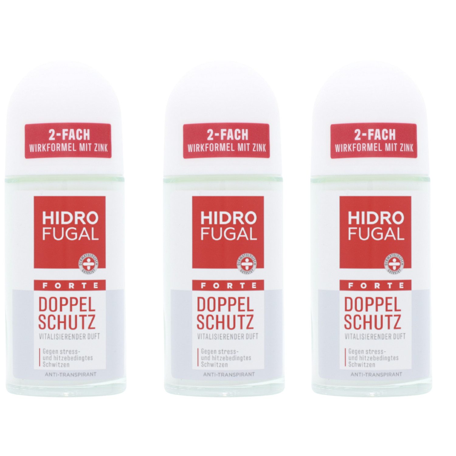 Bodyspray 3 x Hidrofugal Forte Doppel Schutz Deo Roll On Anti Transpirant je 50