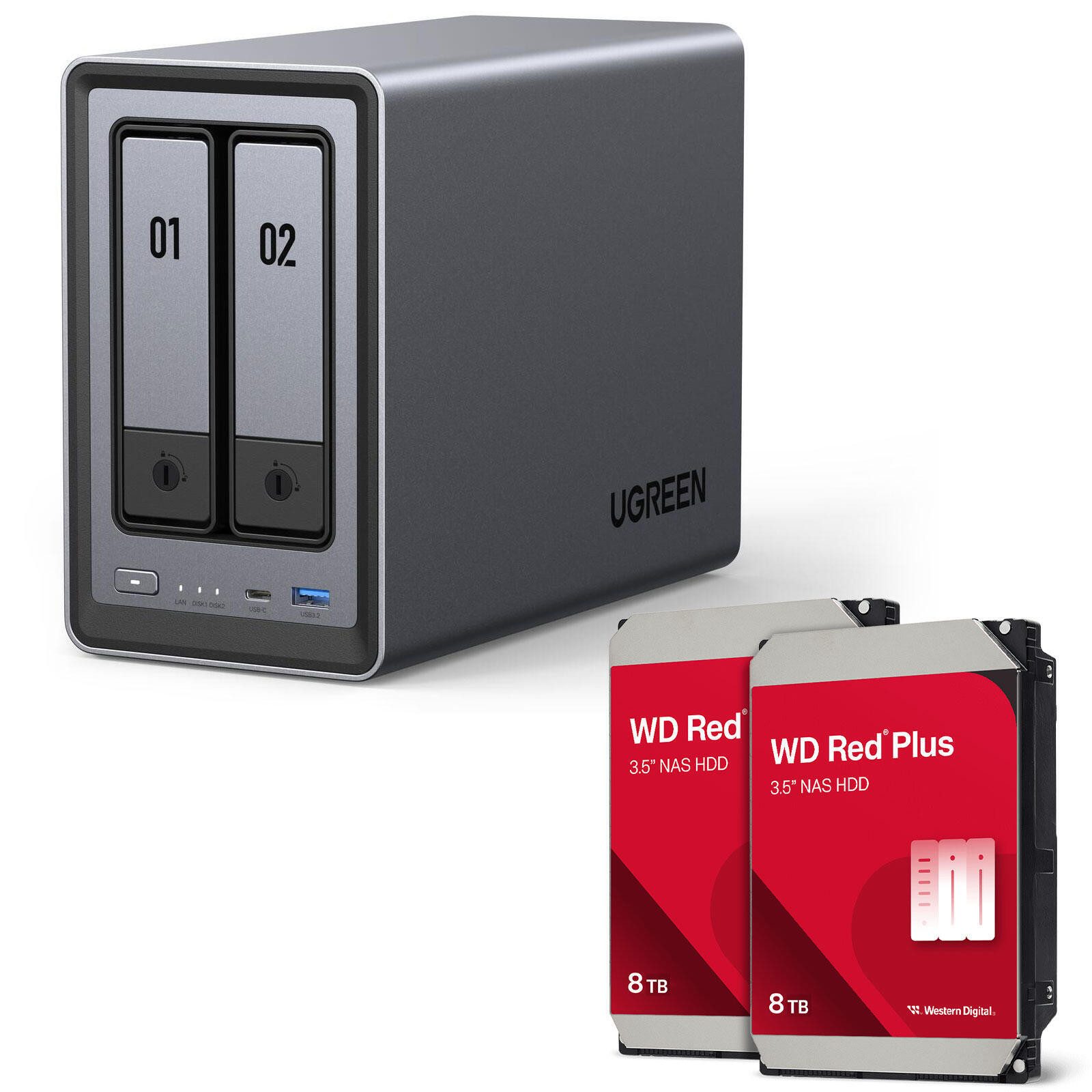 UGREEN UGREEN NASync DXP2800 & 2x Western Digital WD80EFP HDD-NAS-Festplatte